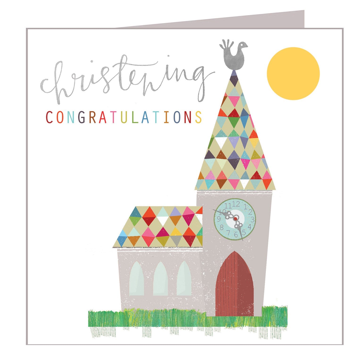 NB05 silver foiled christening card