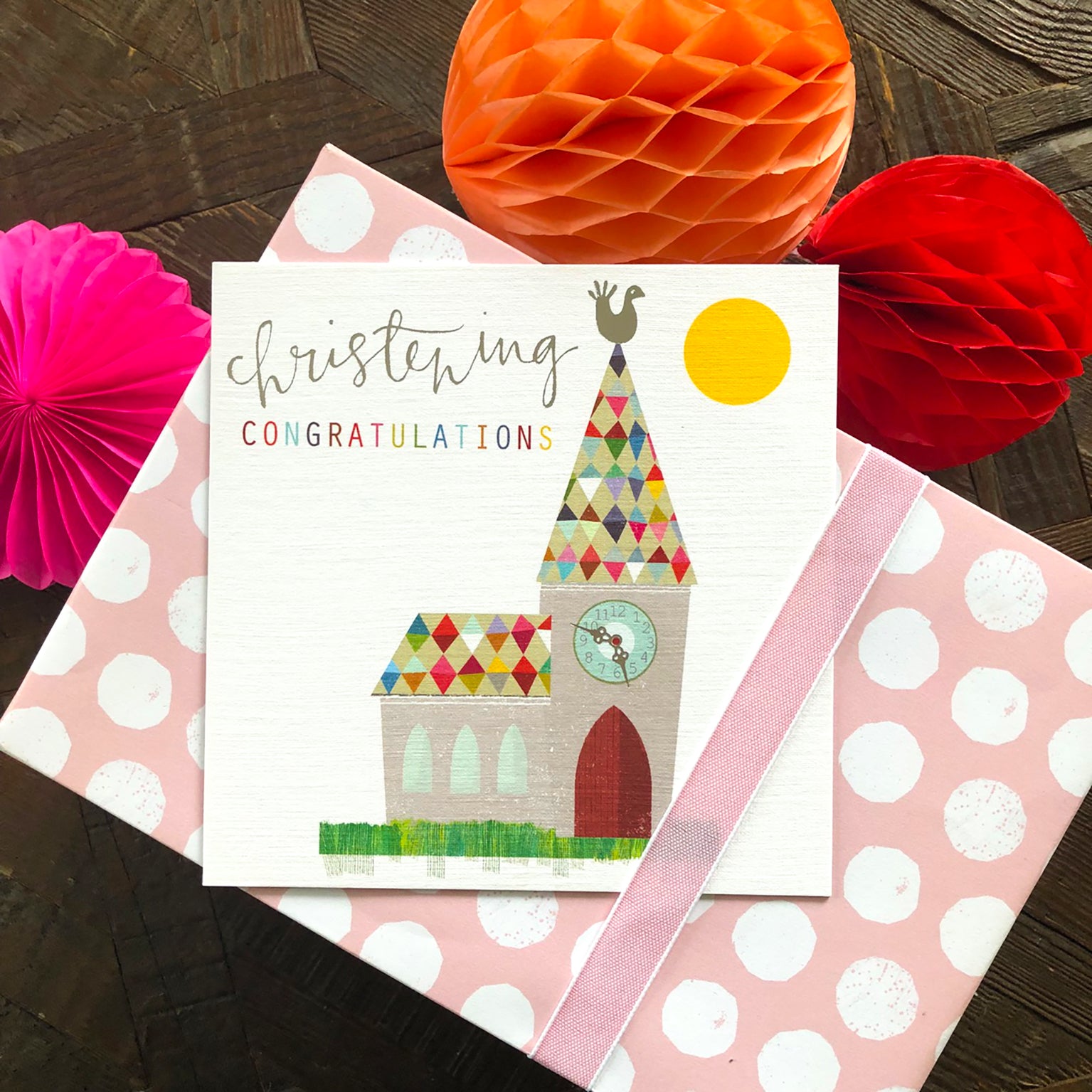 NB05 silver foiled christening card