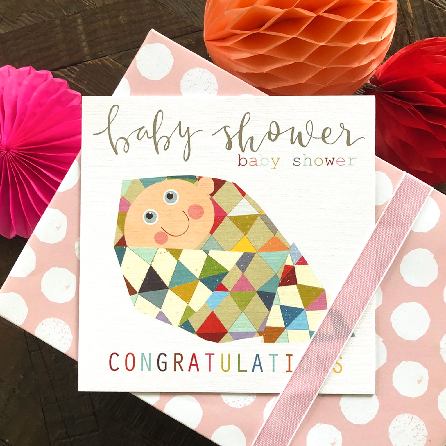 NB06 silver foiled baby shower card