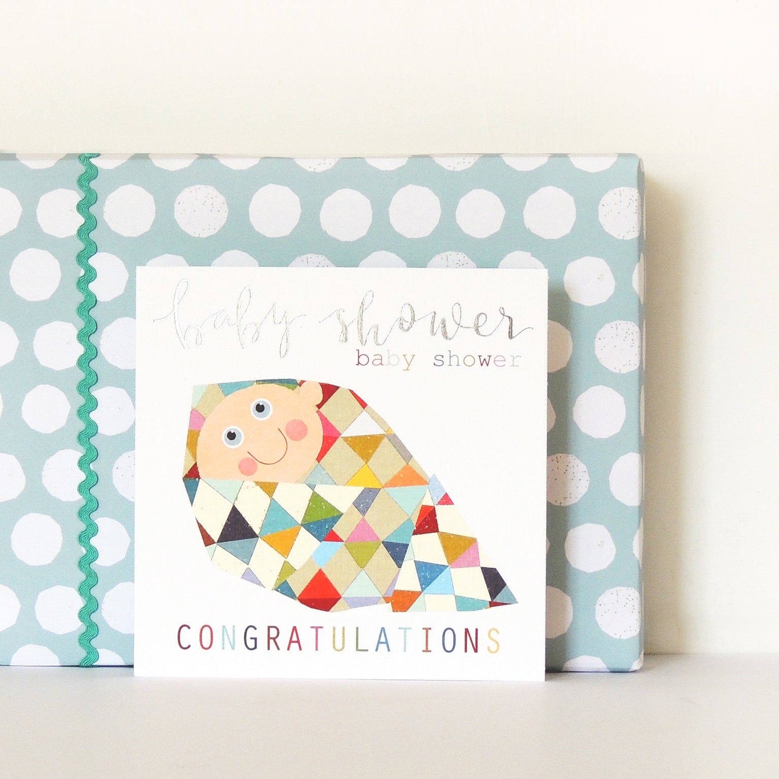 NB06 silver foiled baby shower card