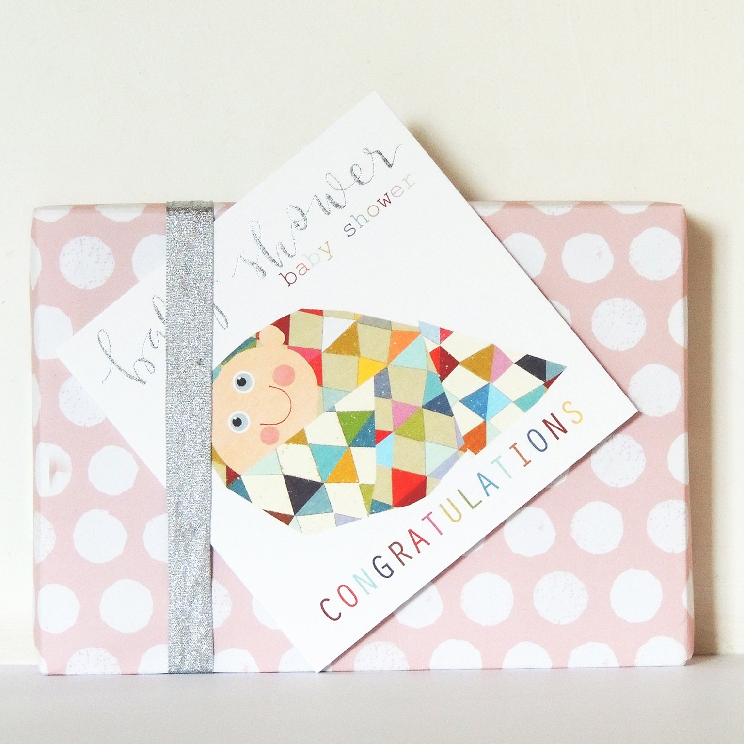 NB06 silver foiled baby shower card