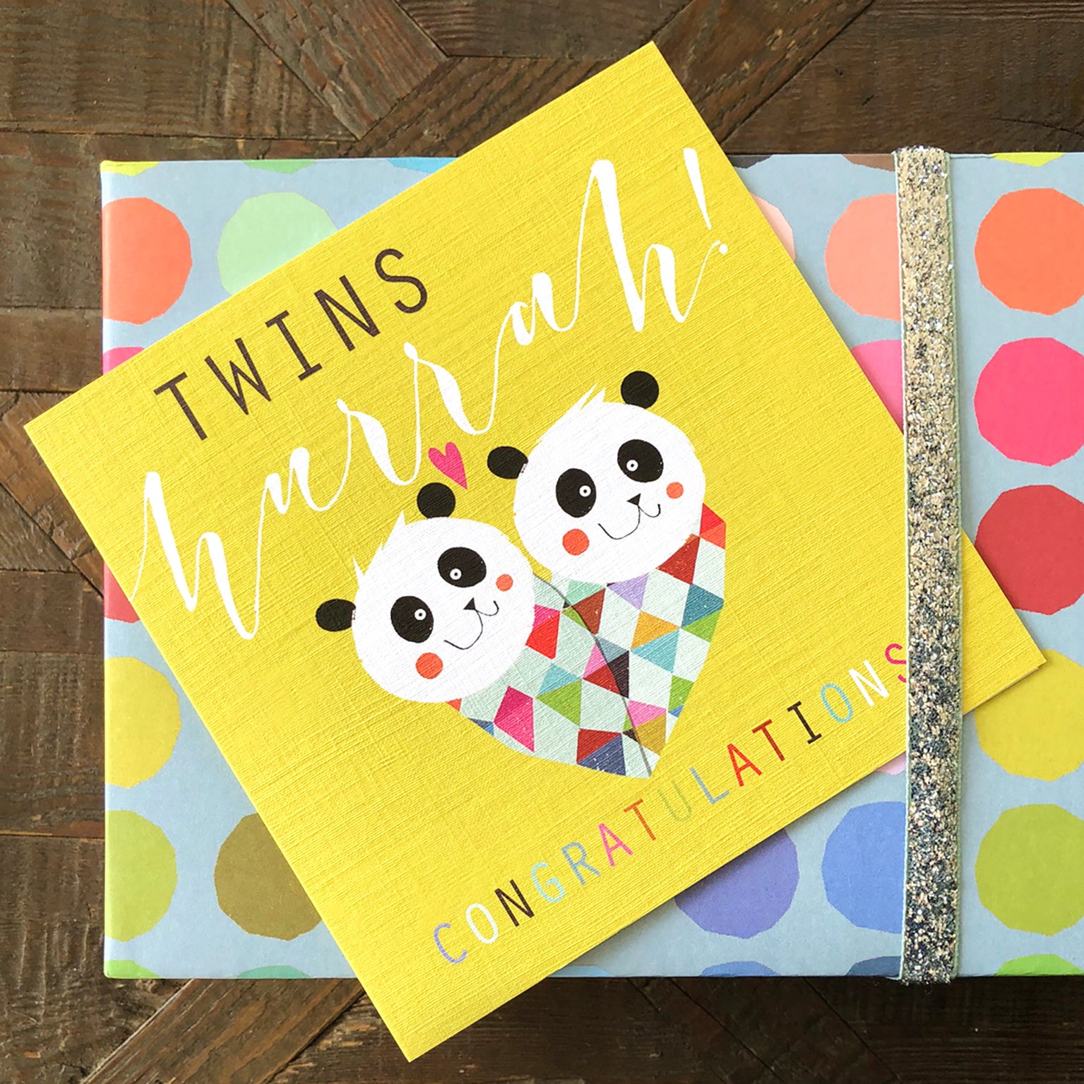 NB07 twins congratulations greetings card