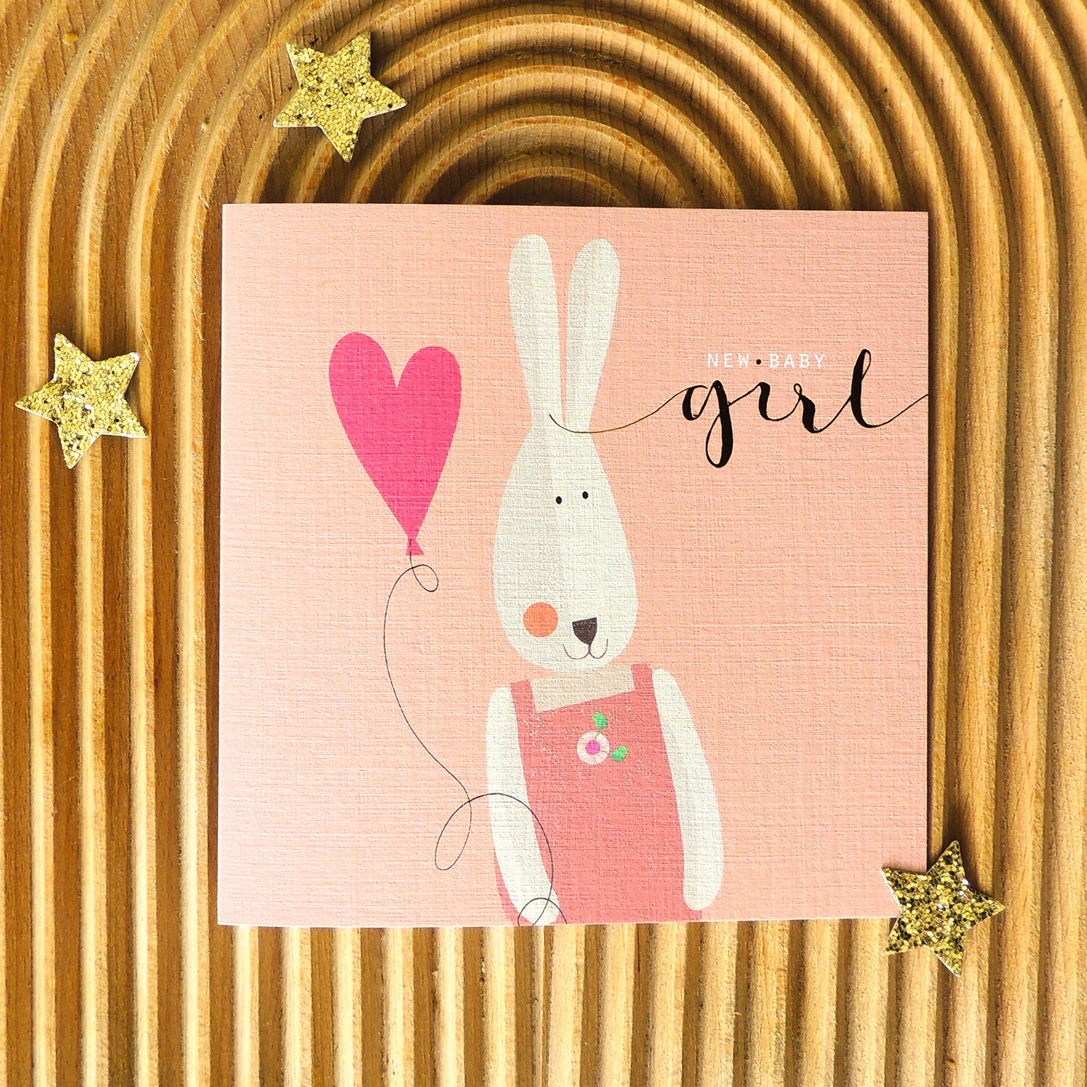NB22 gold foiled baby bunny girl card