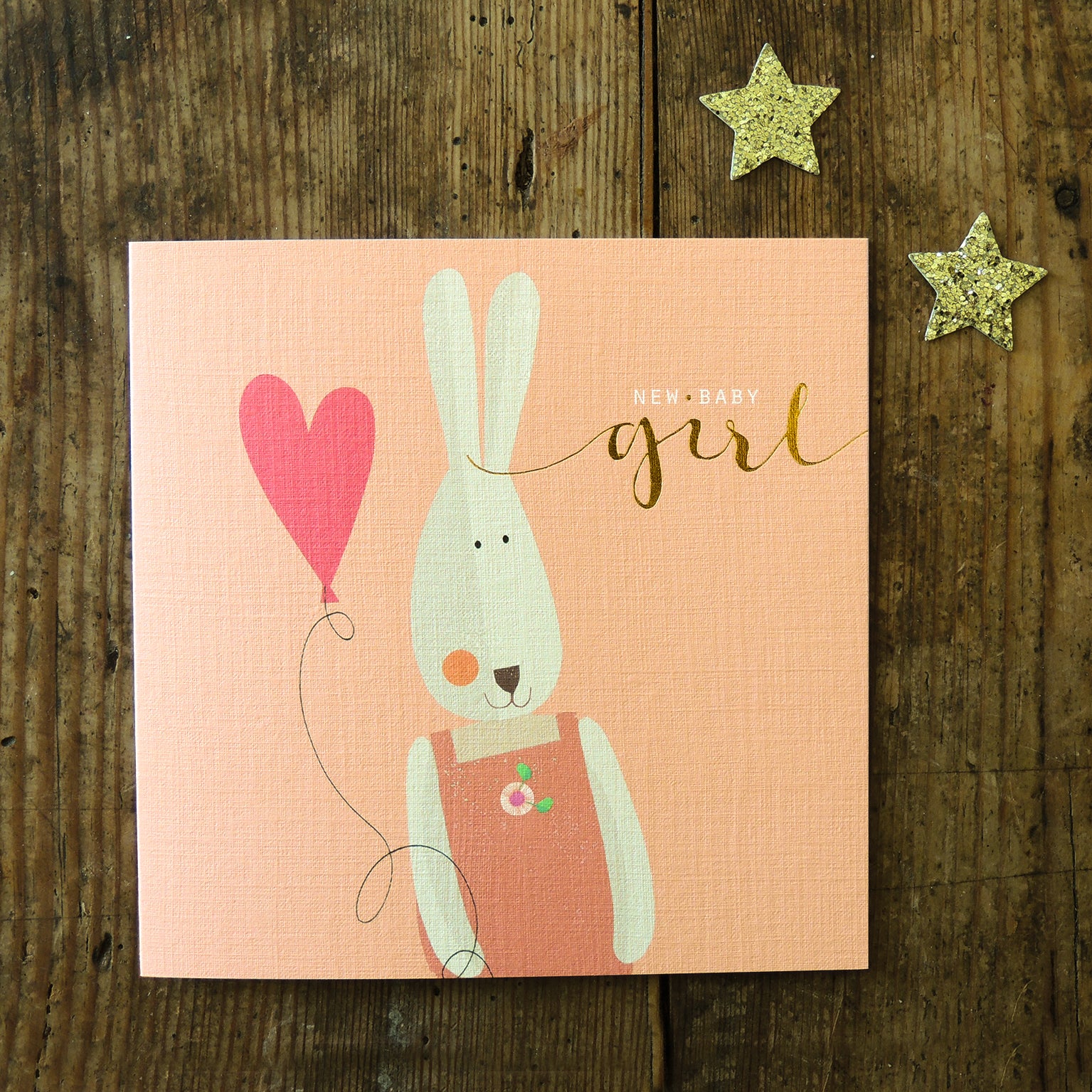 NB22 gold foiled baby bunny girl card