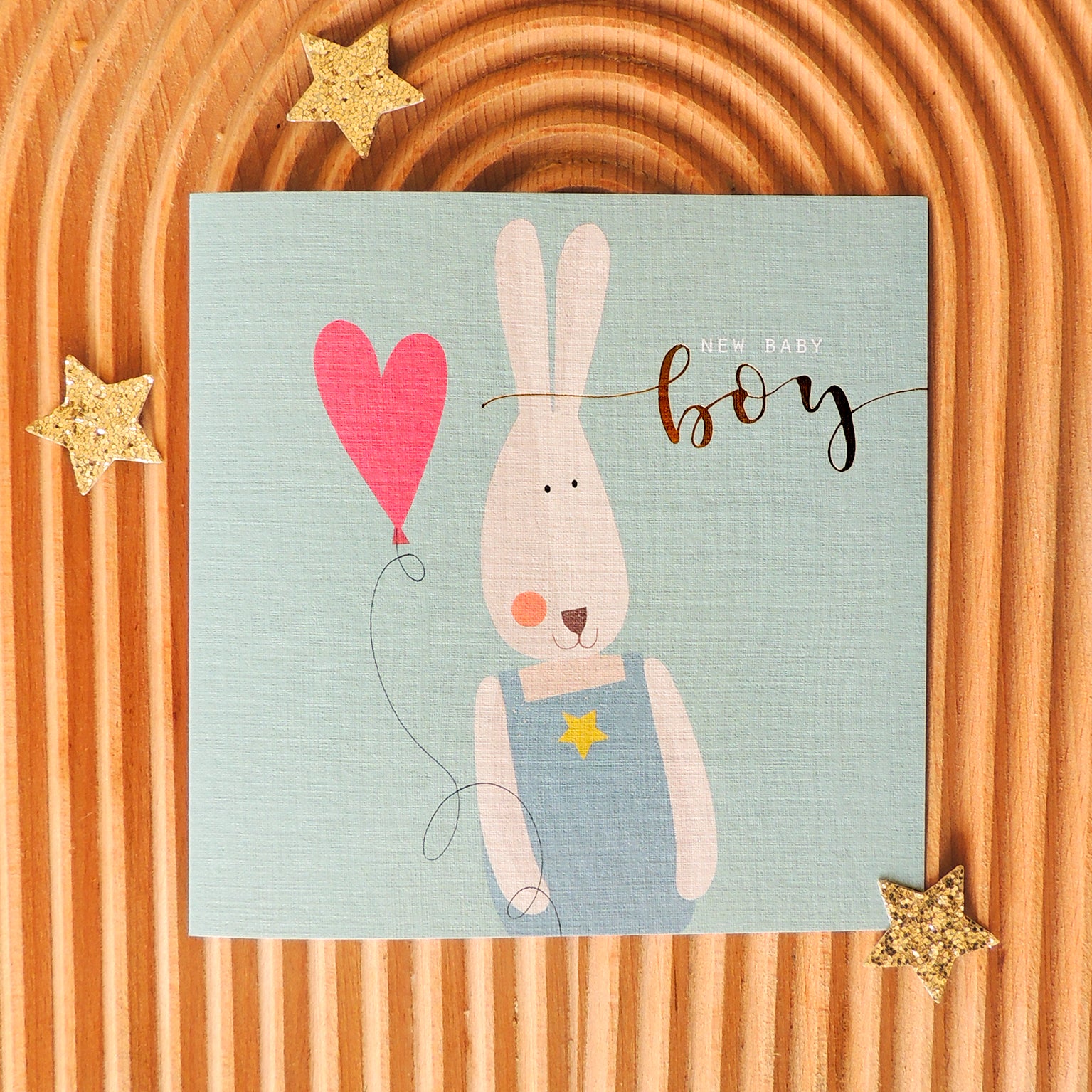 NB23 gold foiled baby bunny boy card