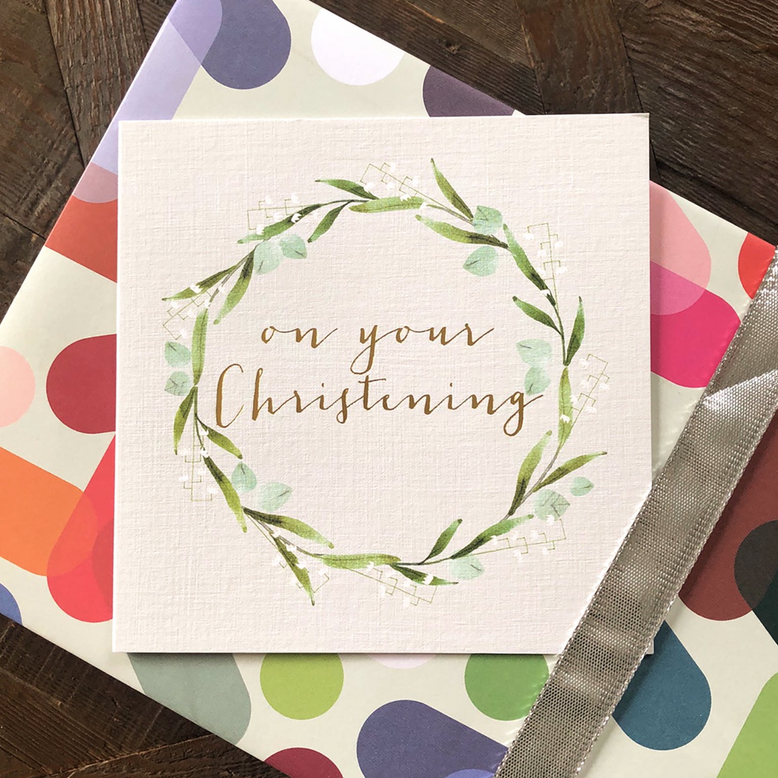 NB25 gold foiled christening card