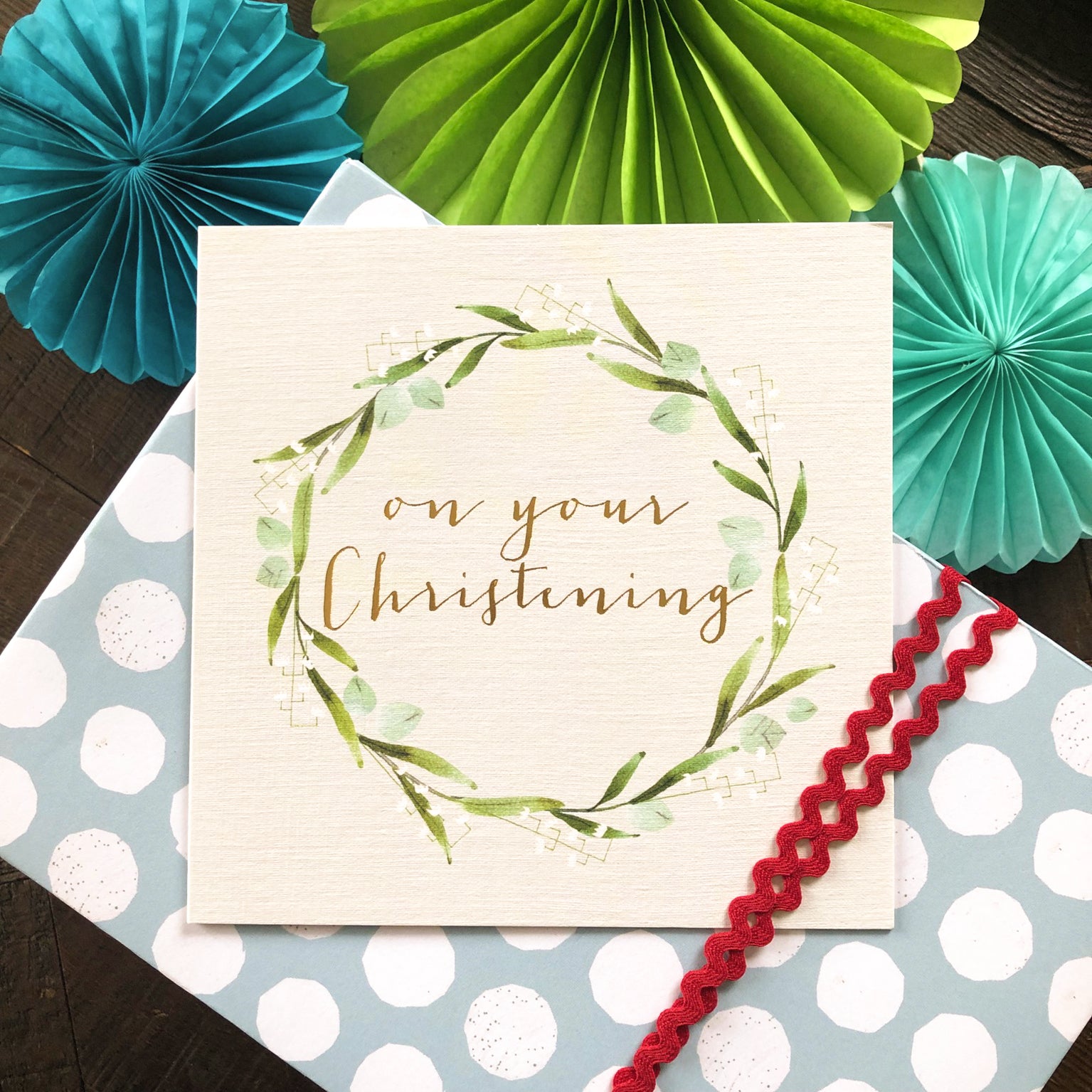 NB25 gold foiled christening card