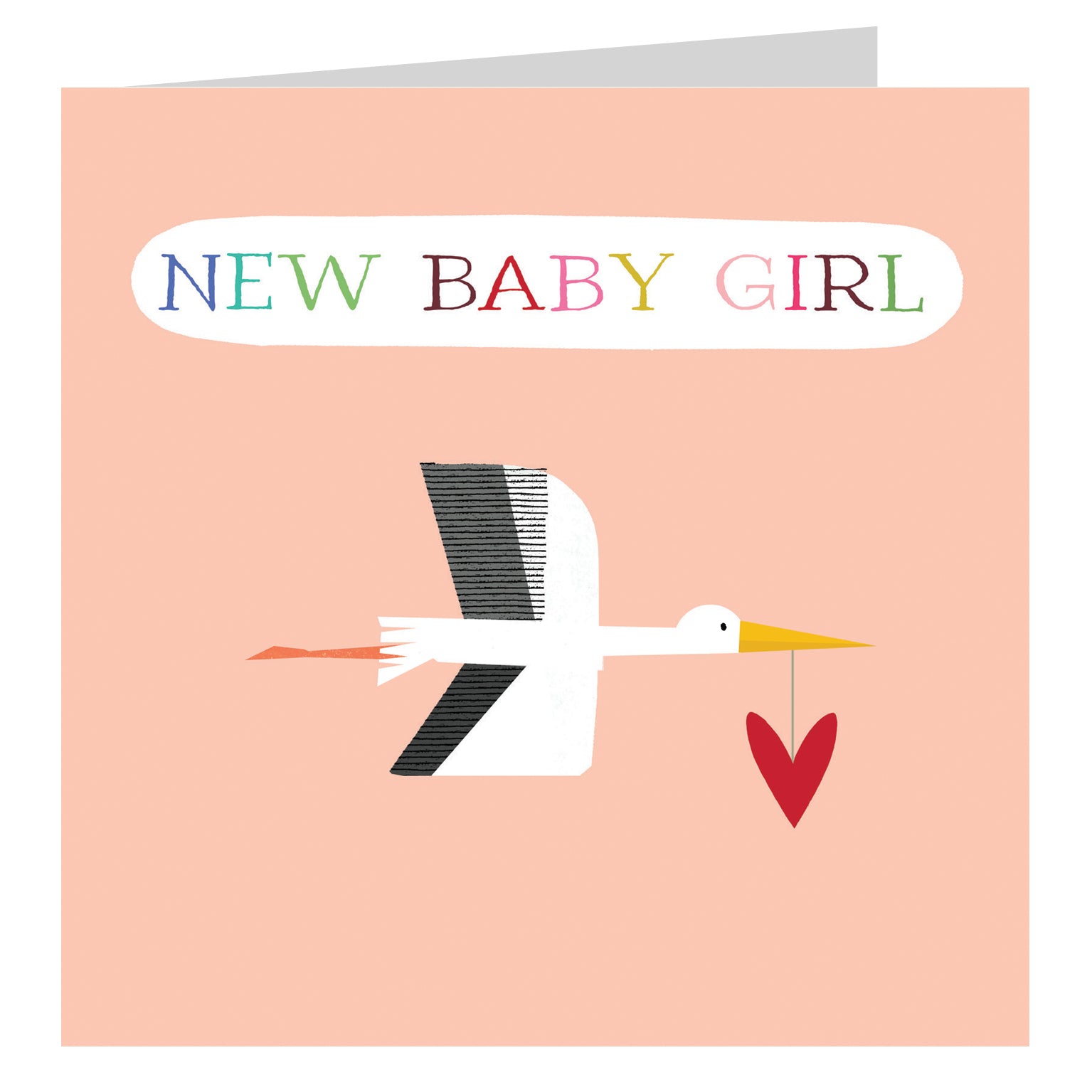 NB34 pink stork baby girl card