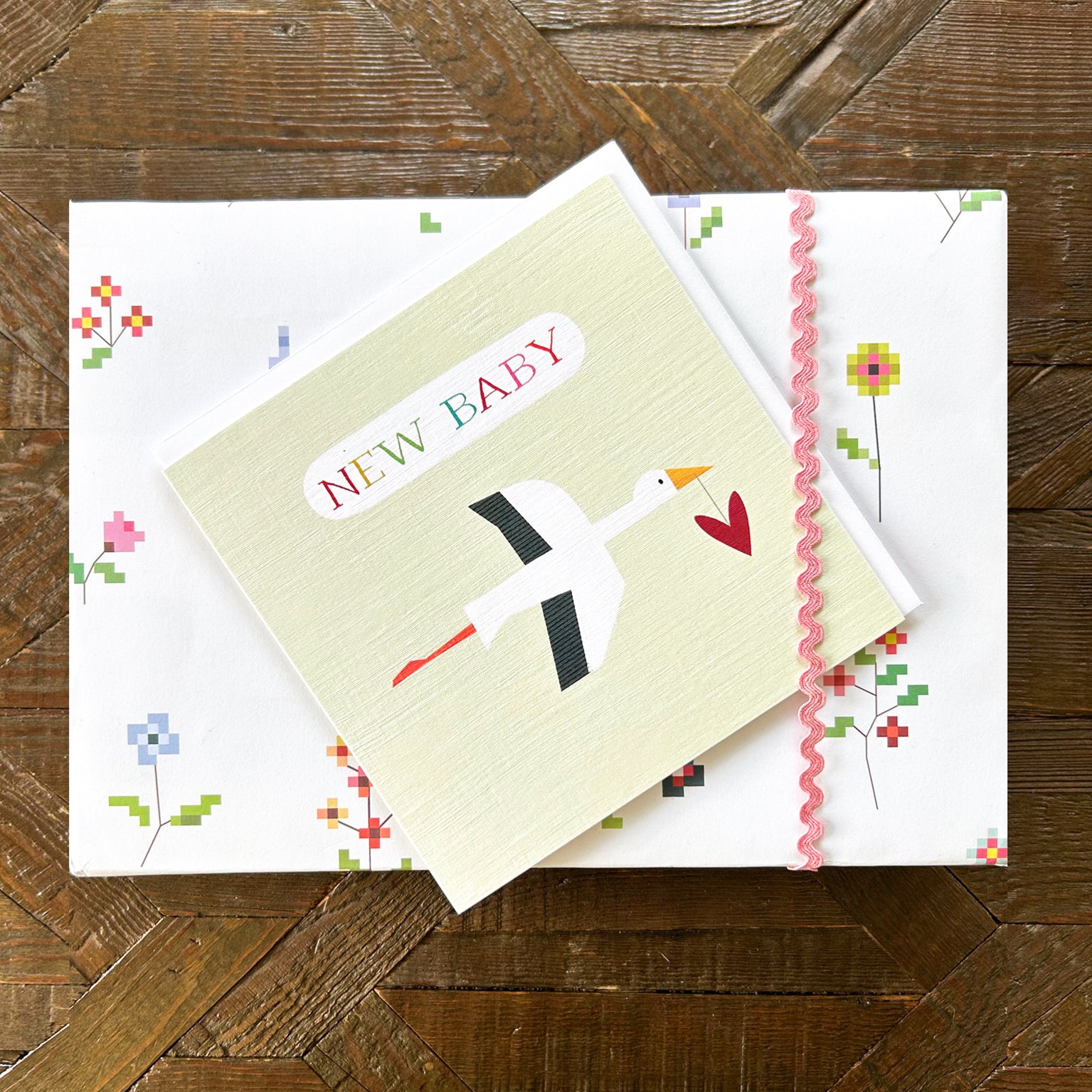 NB37 stork new baby card