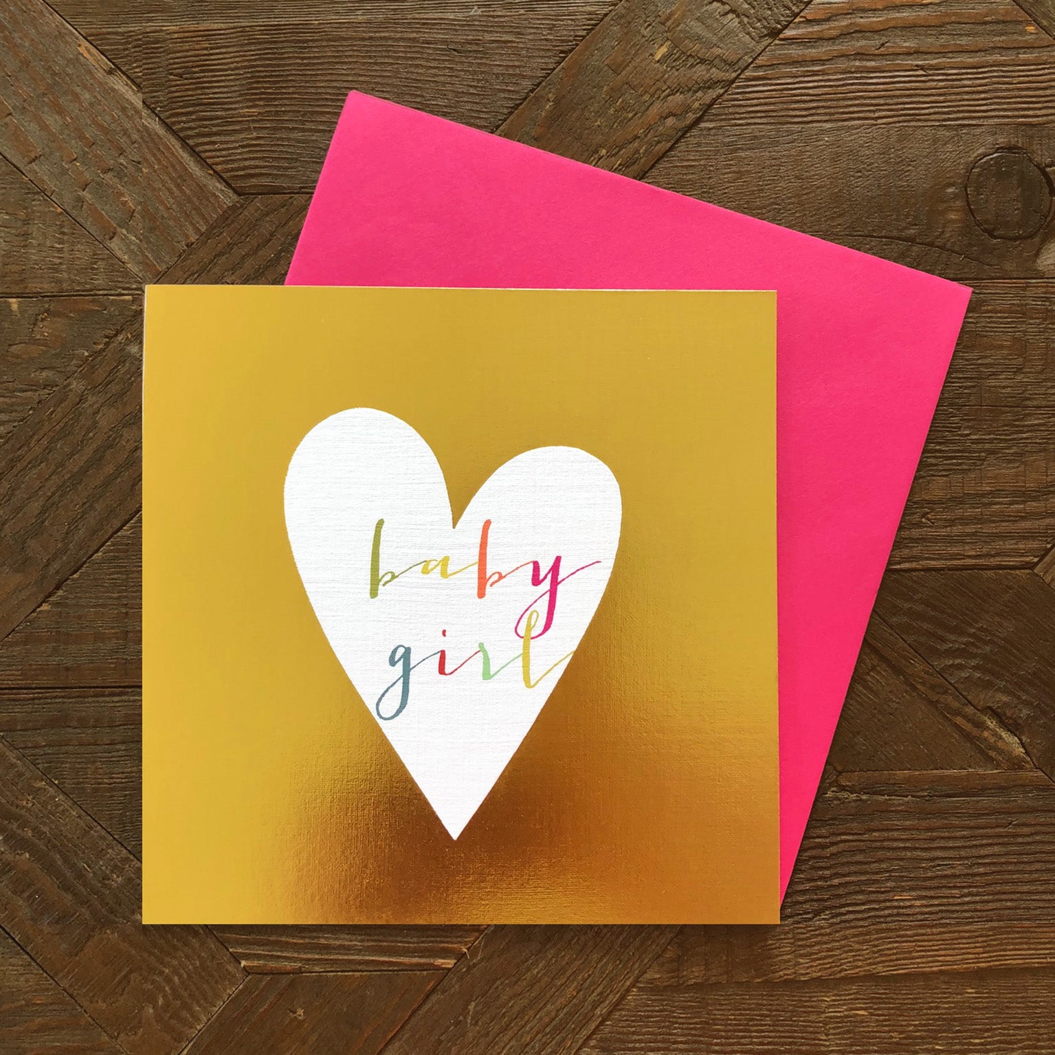 NB40 gold foiled baby girl card