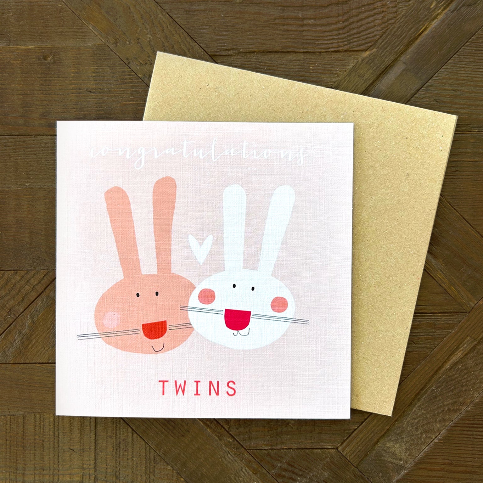 NB45 baby bunnies twins card