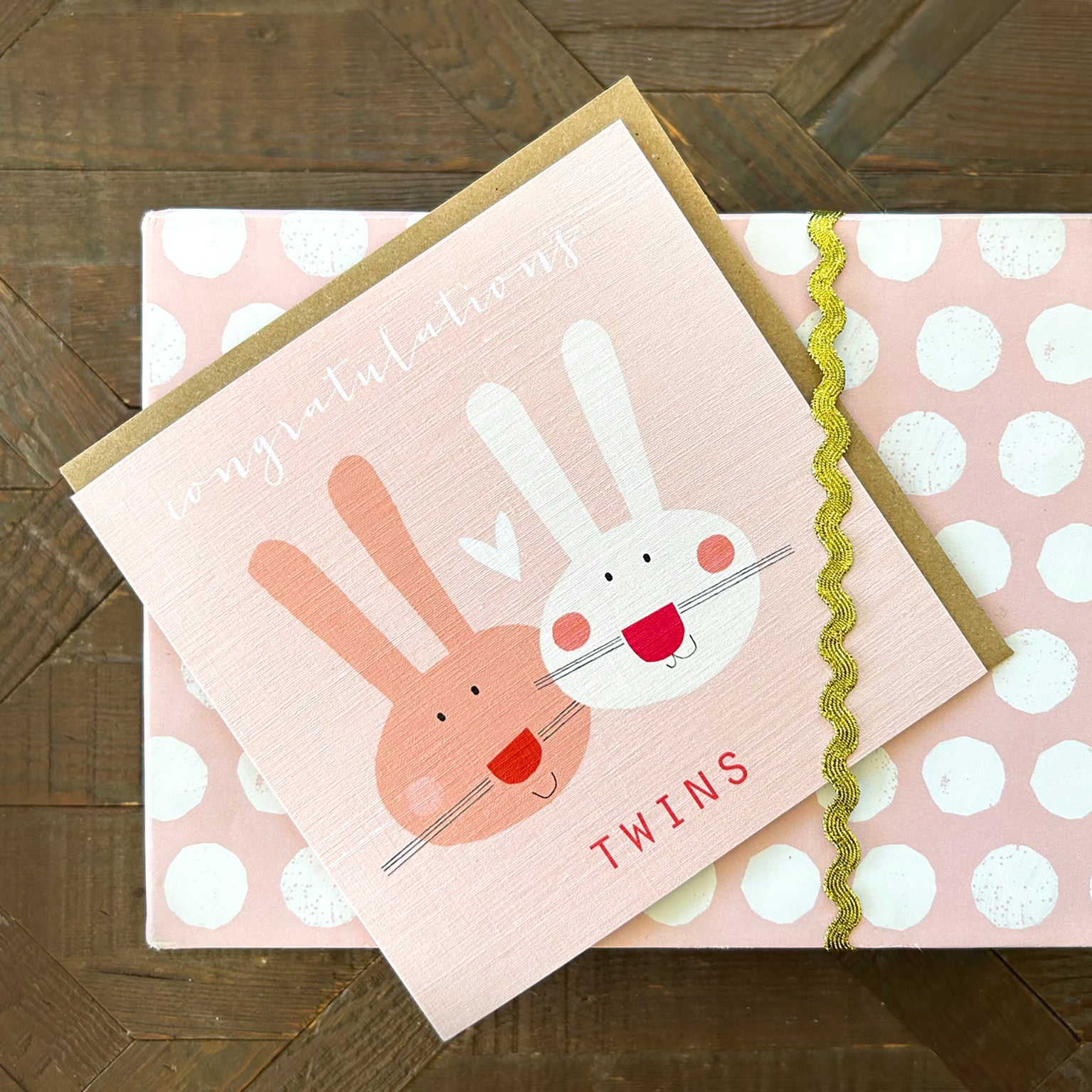 NB45 baby bunnies twins card