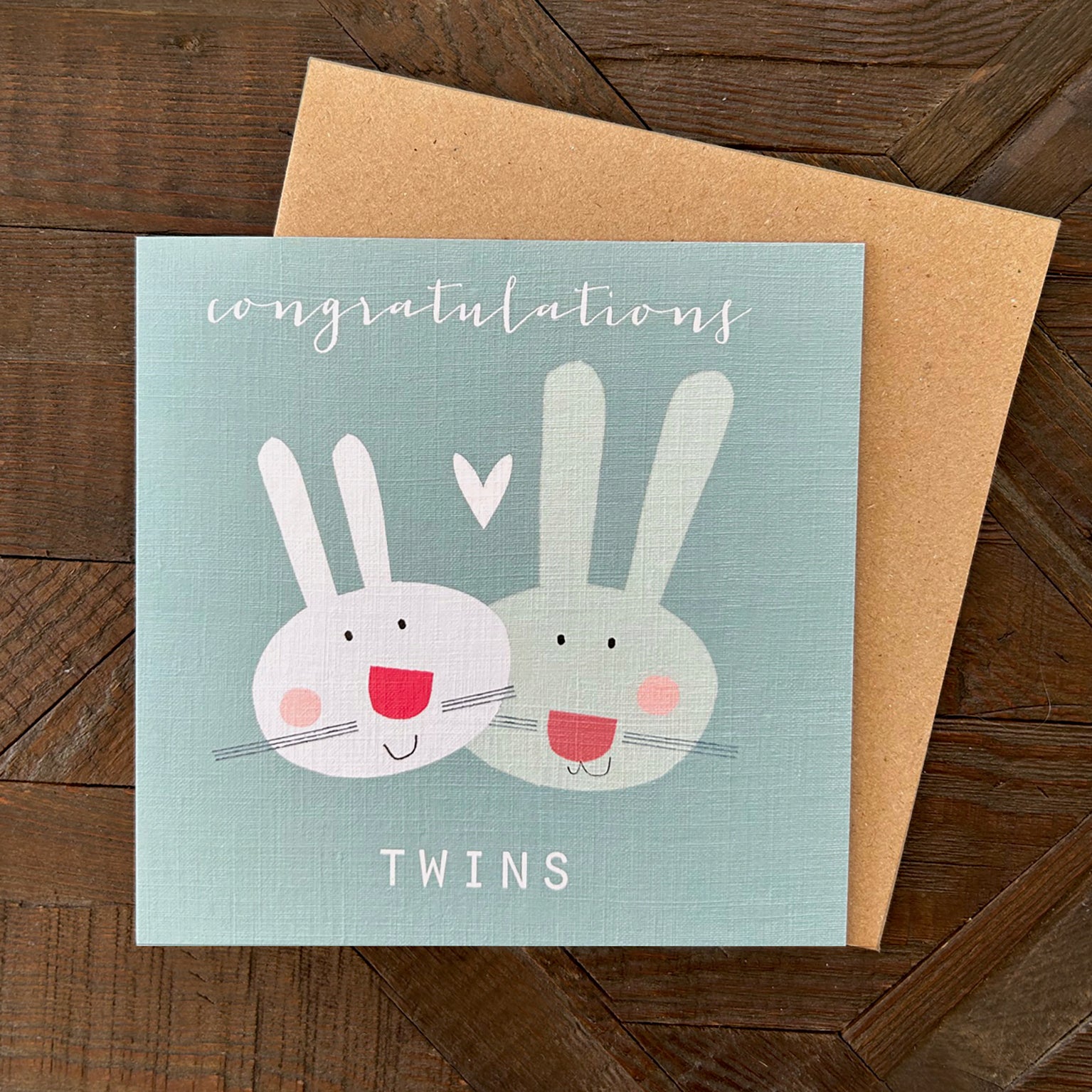NB46 baby bunnies twins card