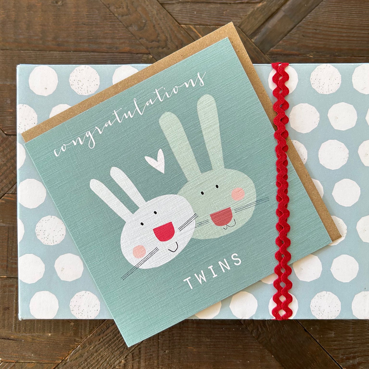 NB46 baby bunnies twins card