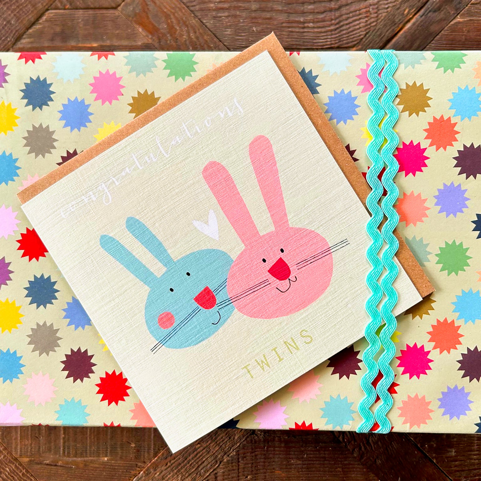 NB47 baby bunnies twins card