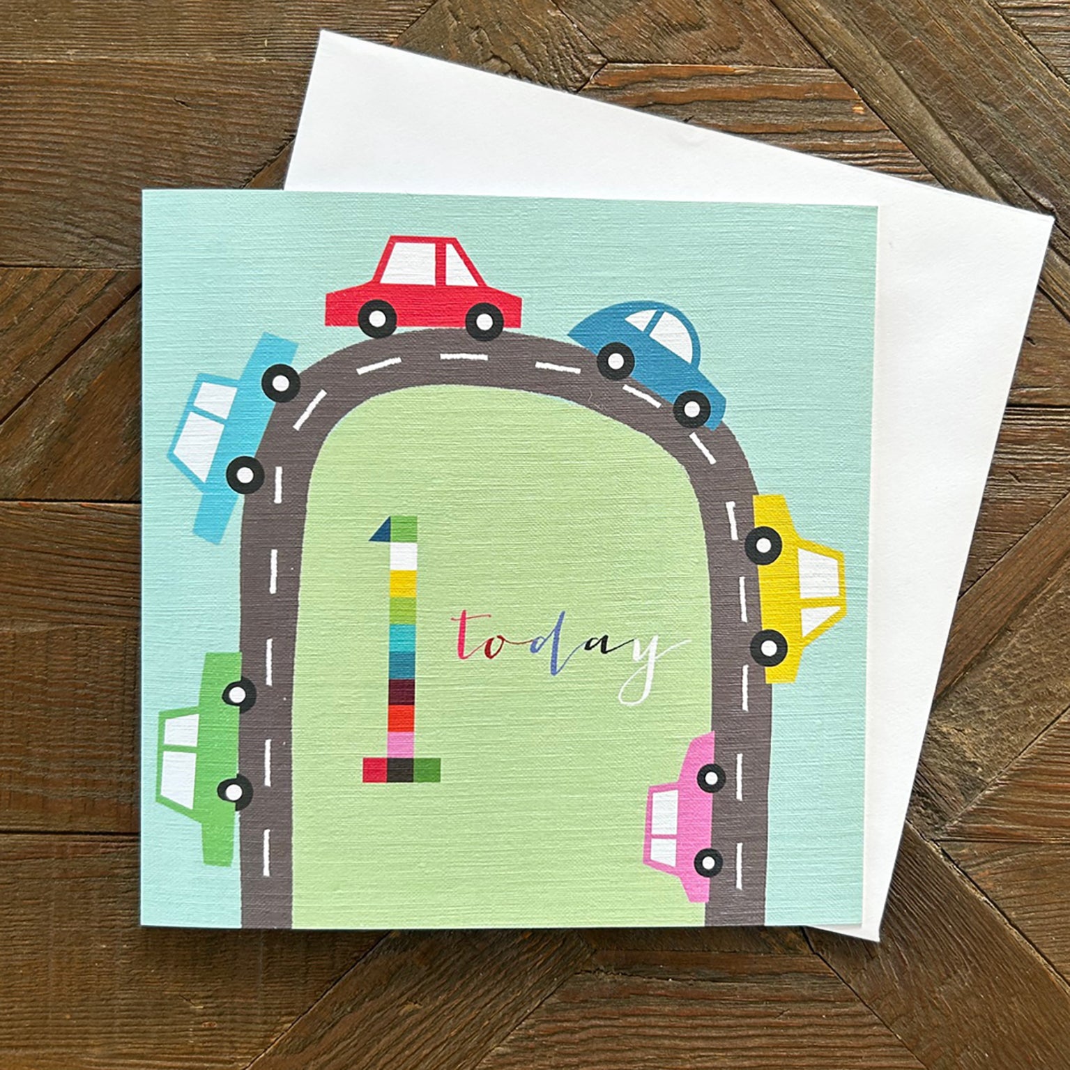 NK01 cars 1st birthday card
