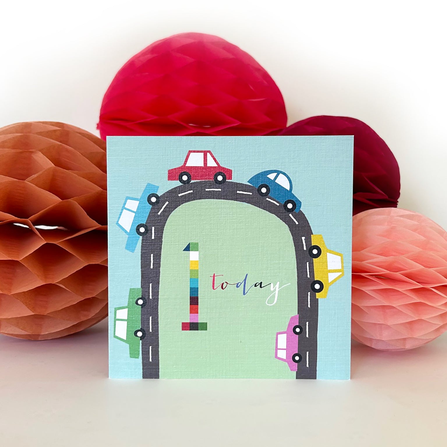 NK01 cars 1st birthday card