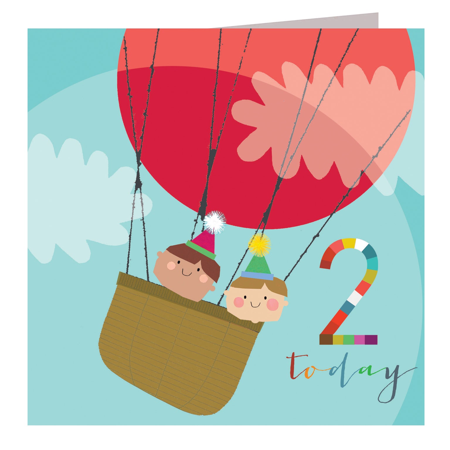 NK02 hot air ballon 2nd birthday card