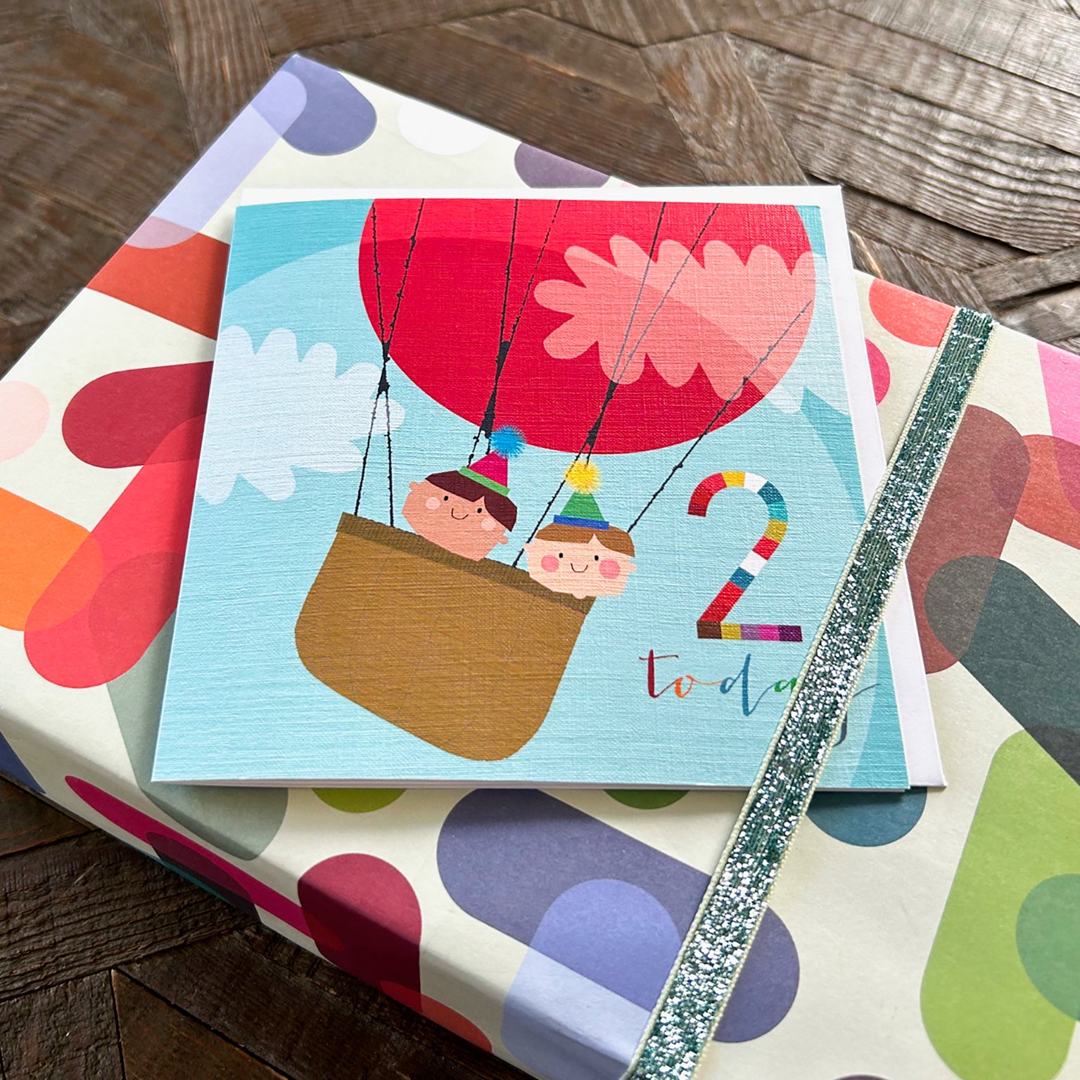 NK02 hot air ballon 2nd birthday card