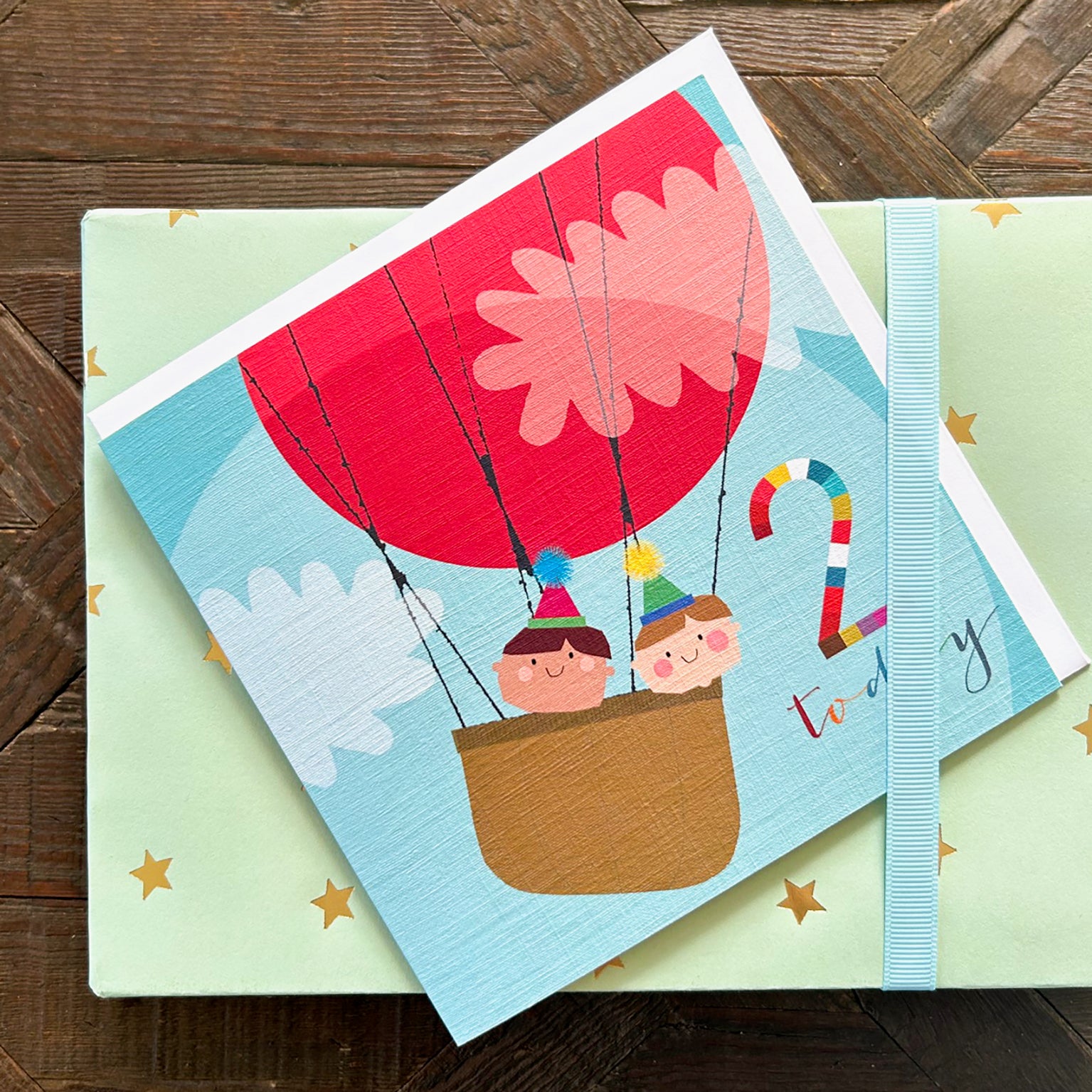 NK02 hot air ballon 2nd birthday card