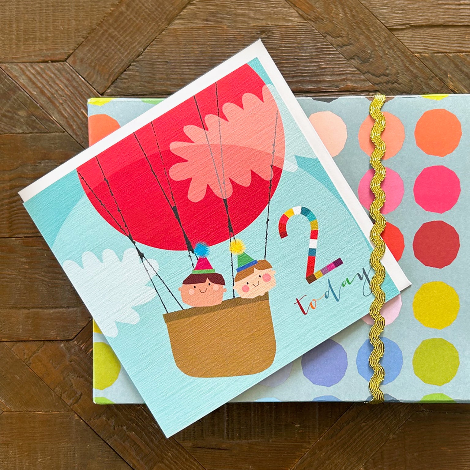 NK02 hot air ballon 2nd birthday card