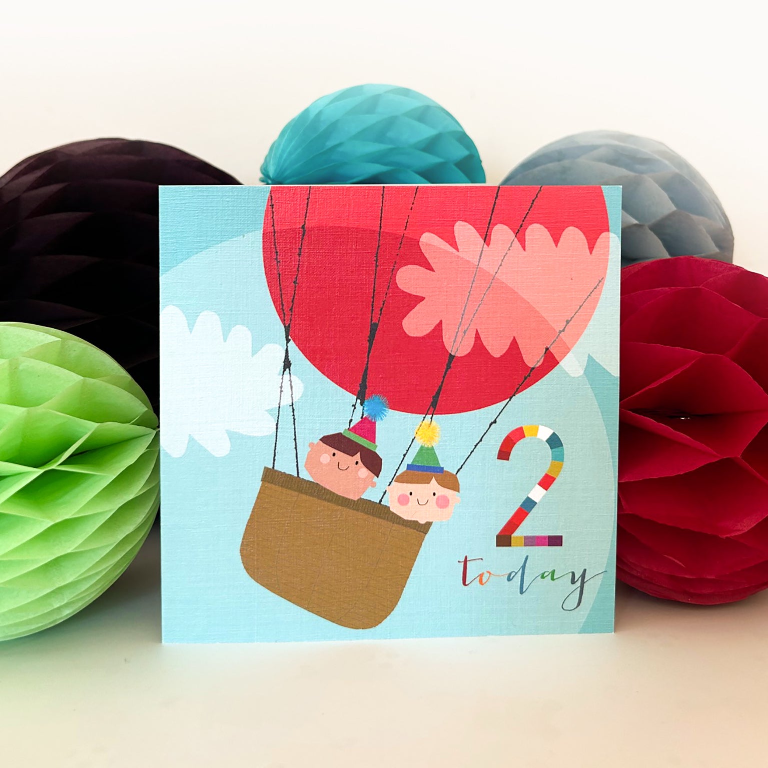 NK02 hot air ballon 2nd birthday card