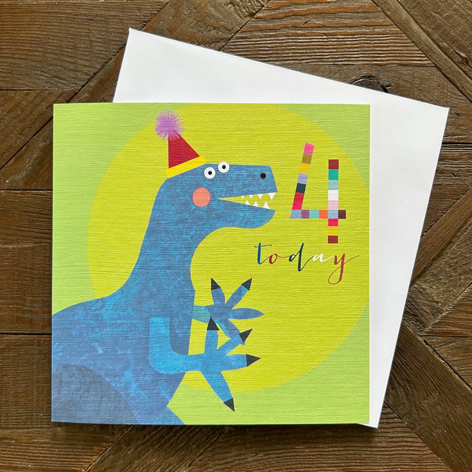 NK04 dinosaur 4th birthday card