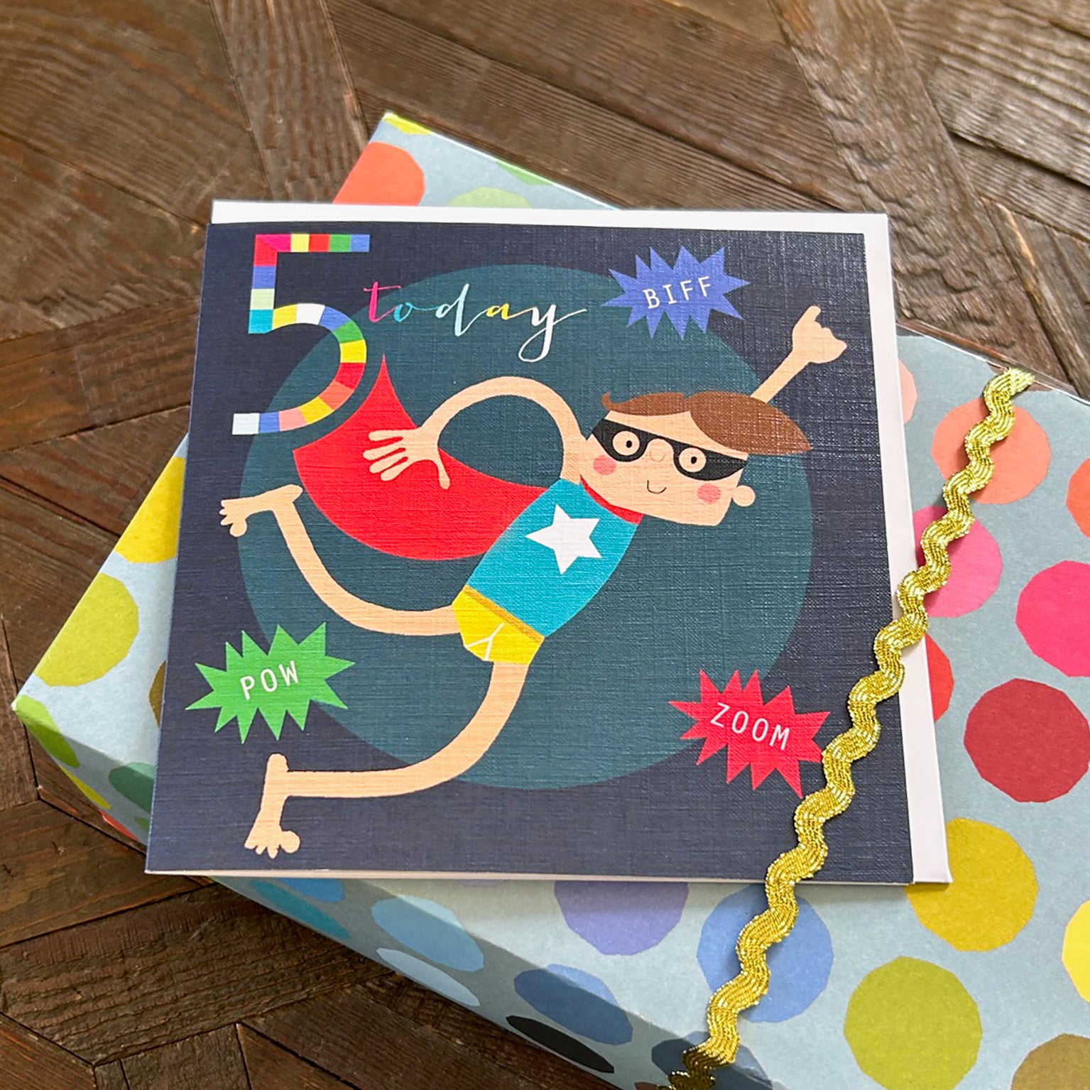 NK05 super hero 5th birthday card
