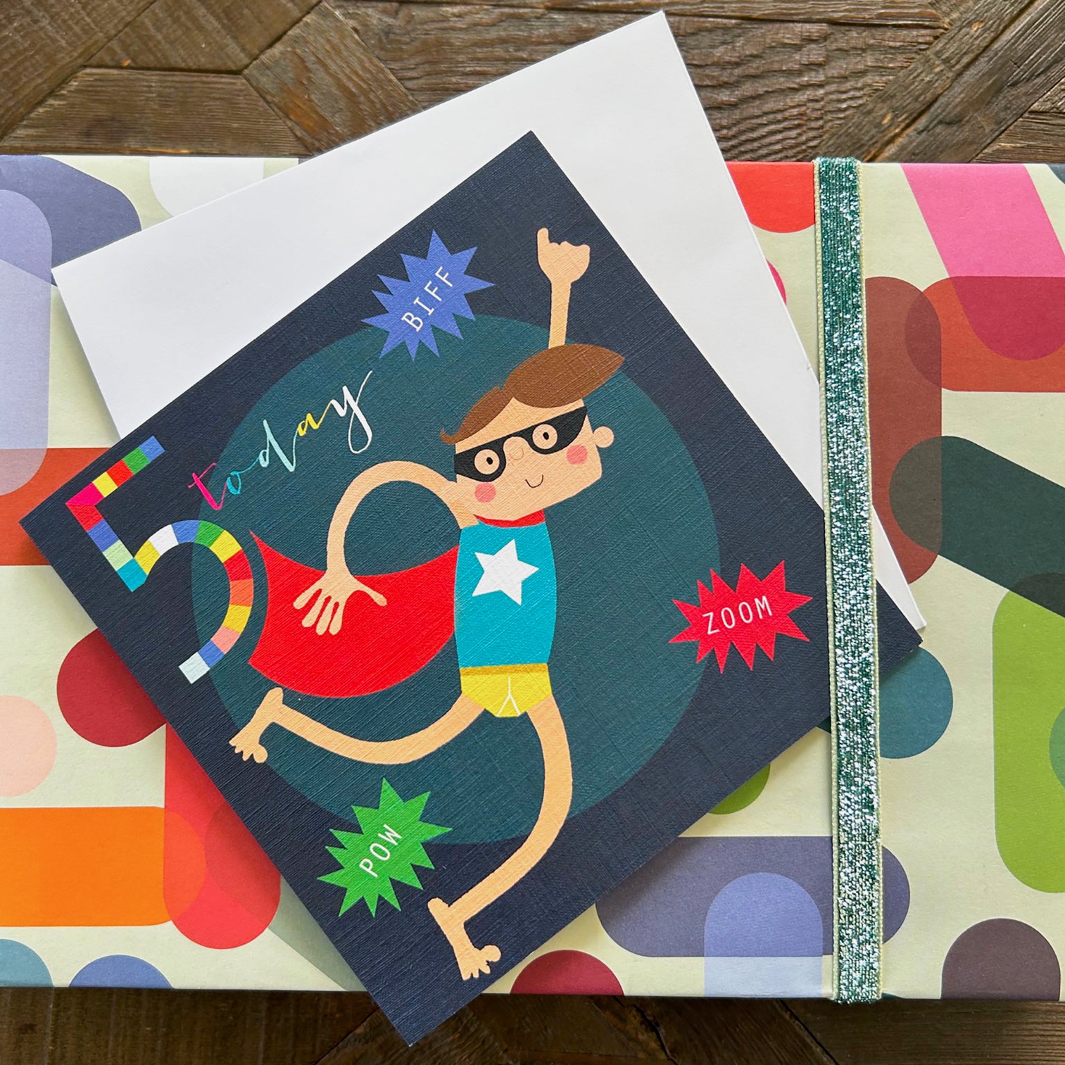 NK05 super hero 5th birthday card