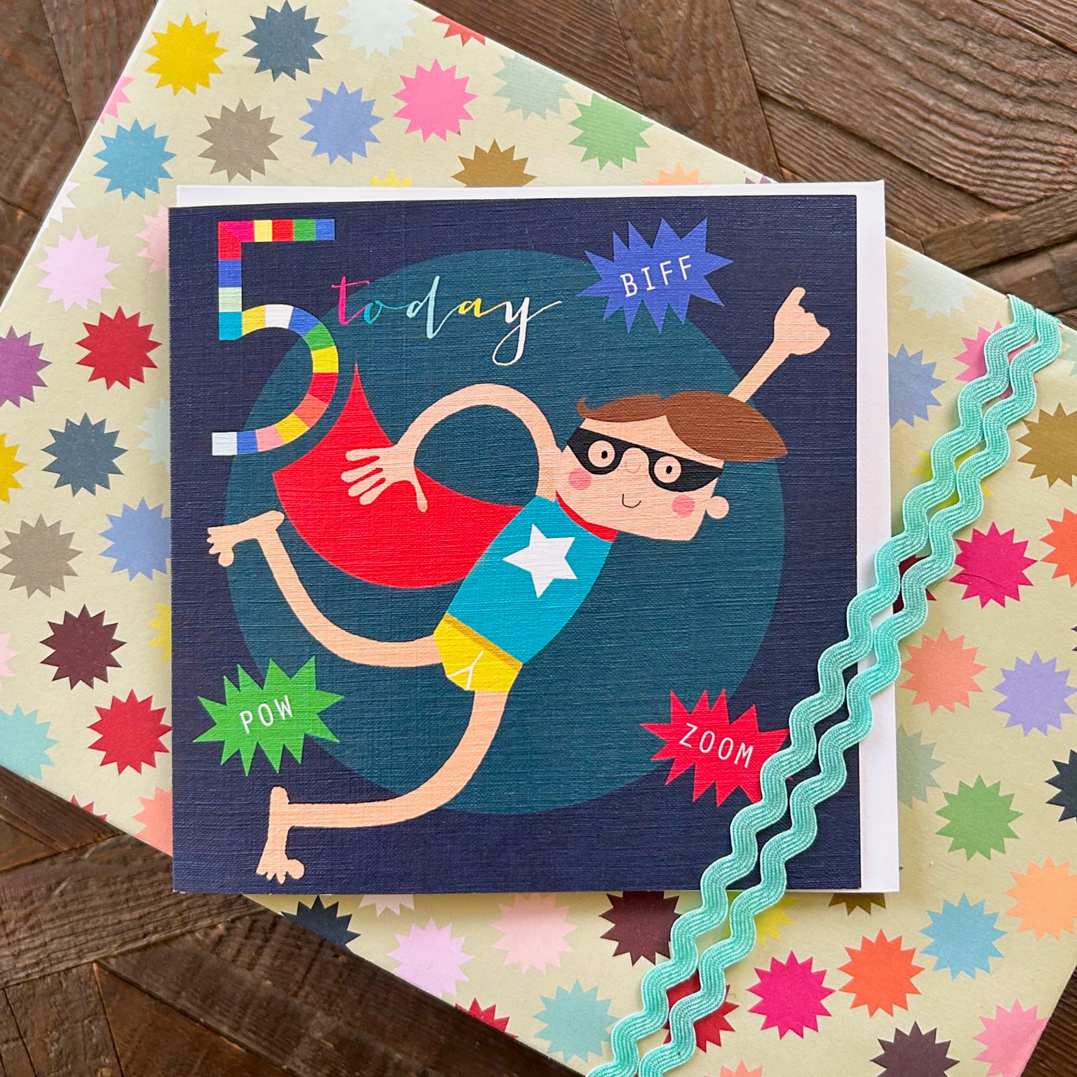 NK05 super hero 5th birthday card