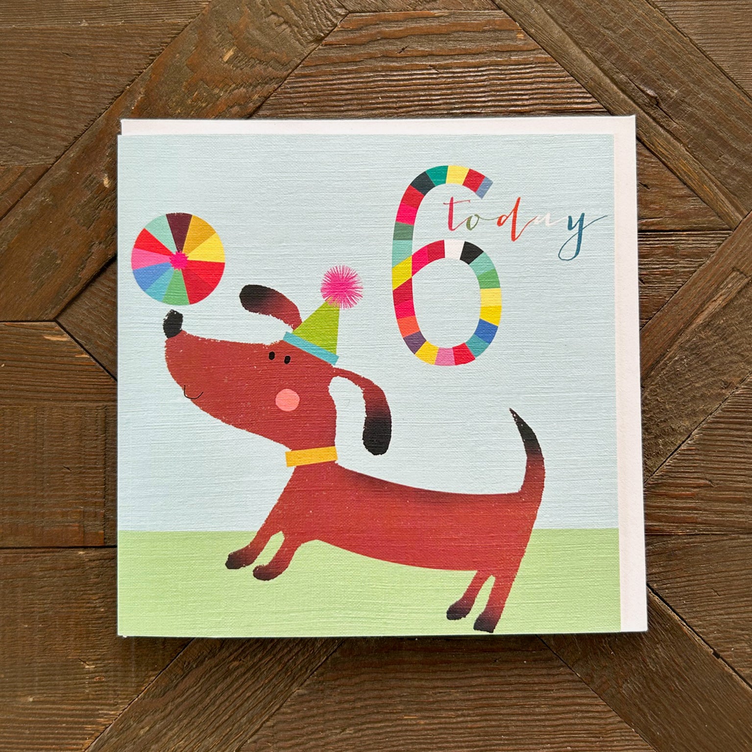 NK06 dog & ball 6th birthday card