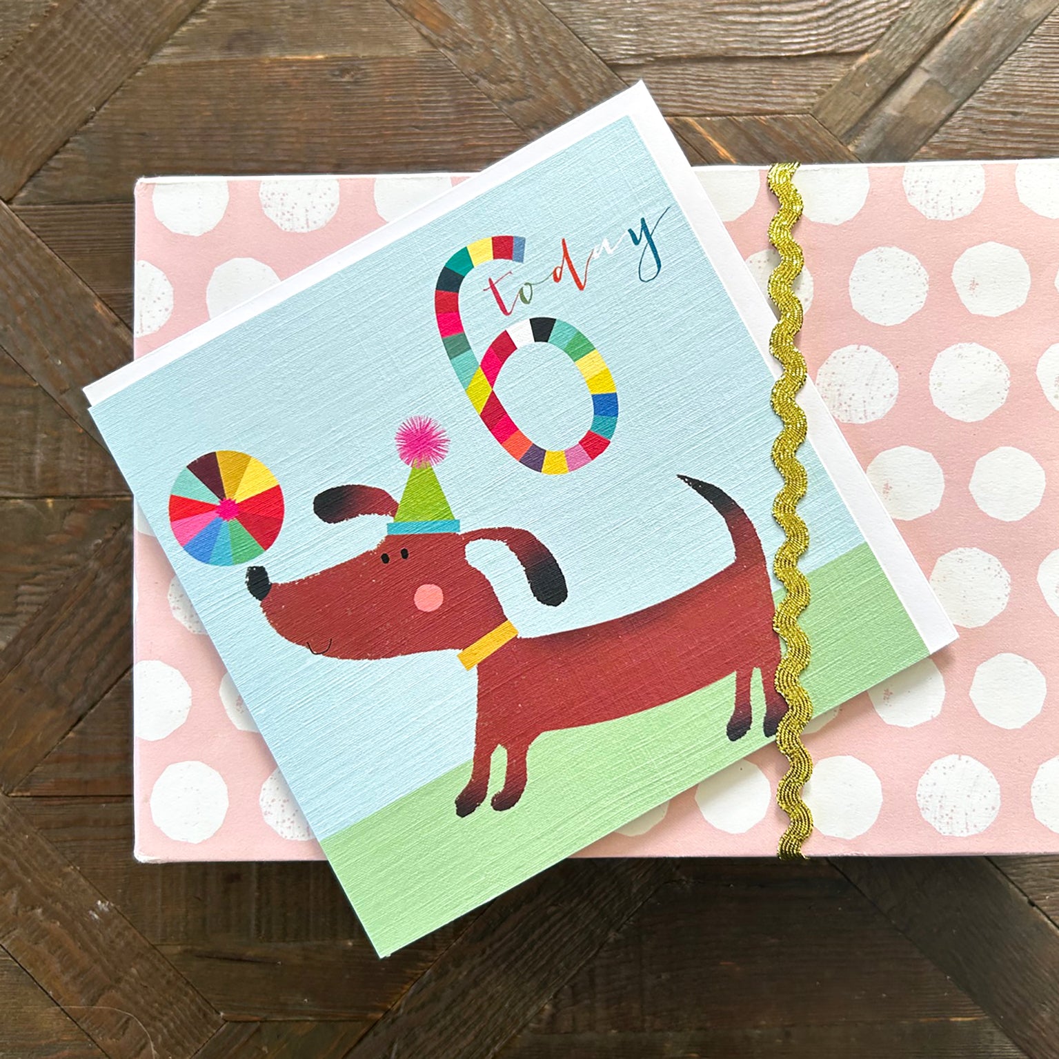 NK06 dog & ball 6th birthday card
