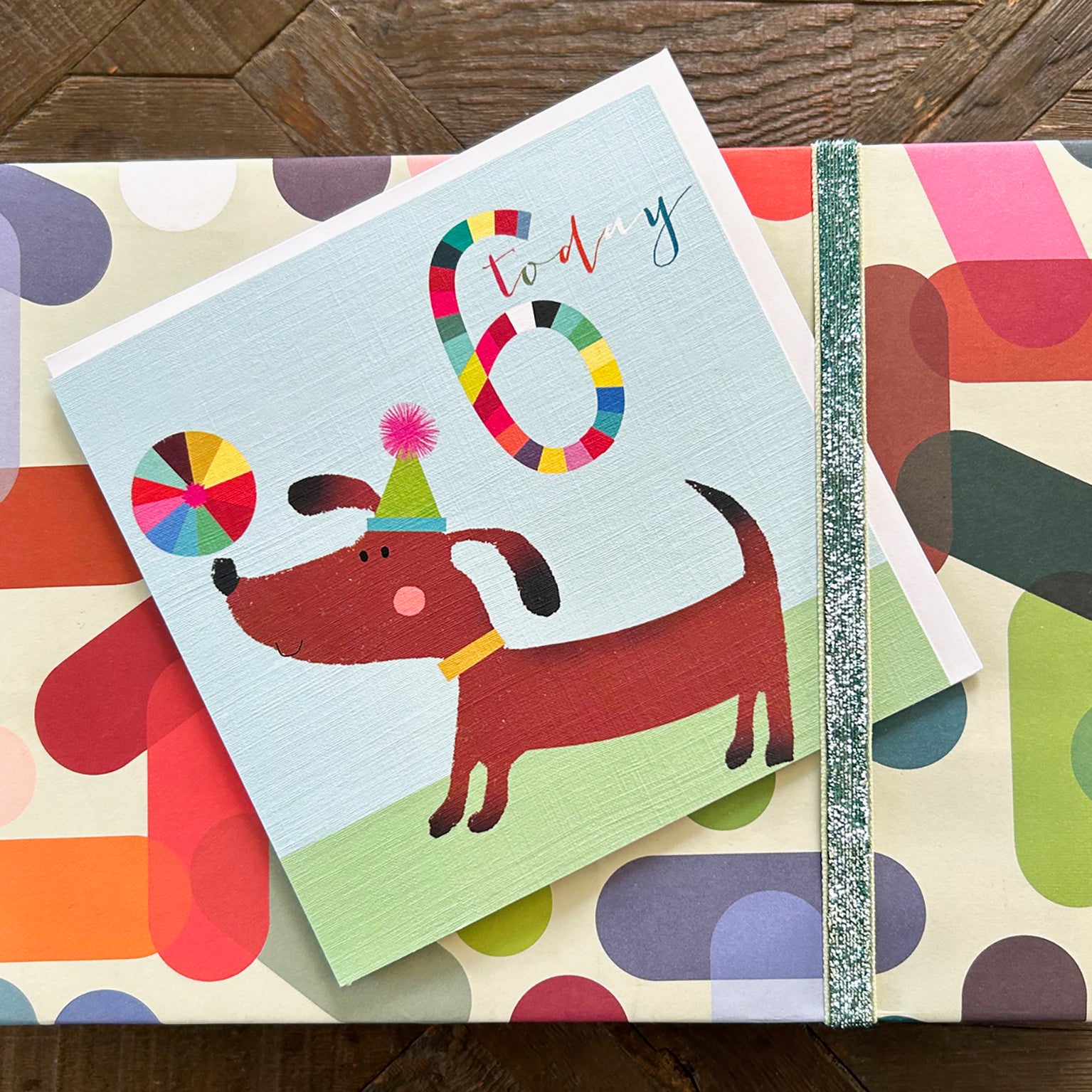 NK06 dog & ball 6th birthday card