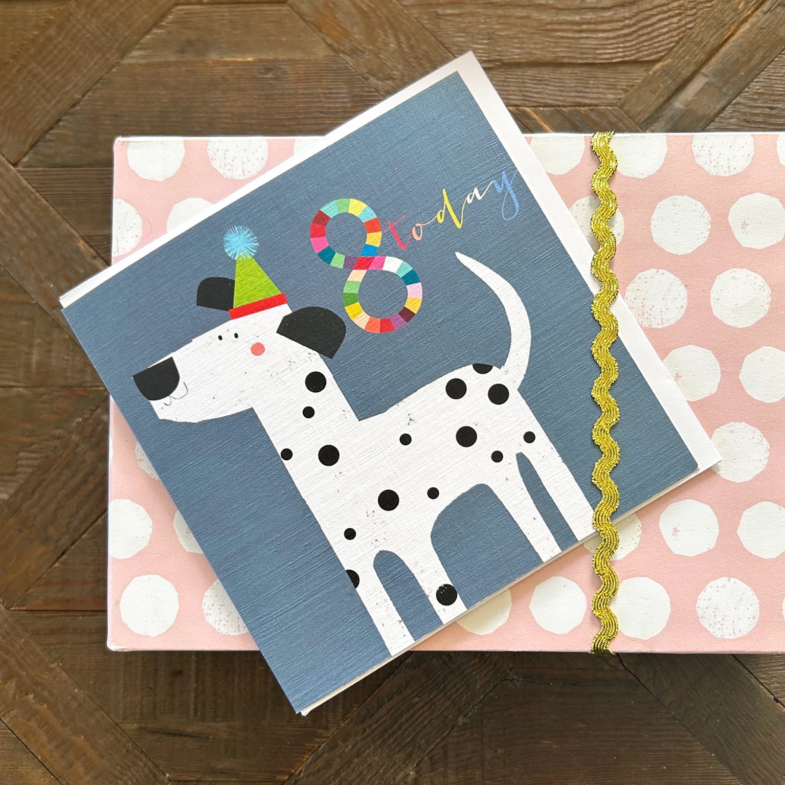 NK08 dalmatian 8th birthday card