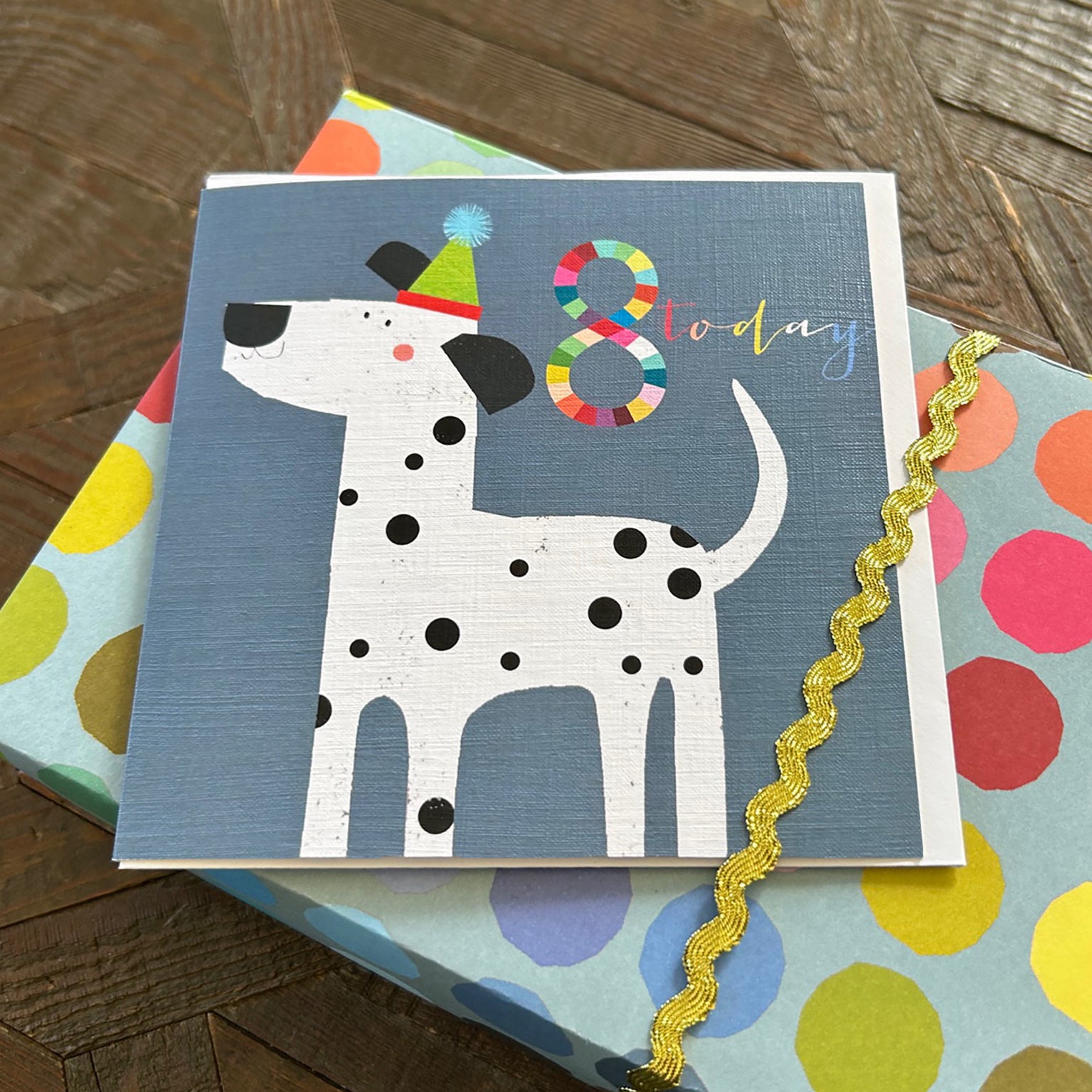 NK08 dalmatian 8th birthday card