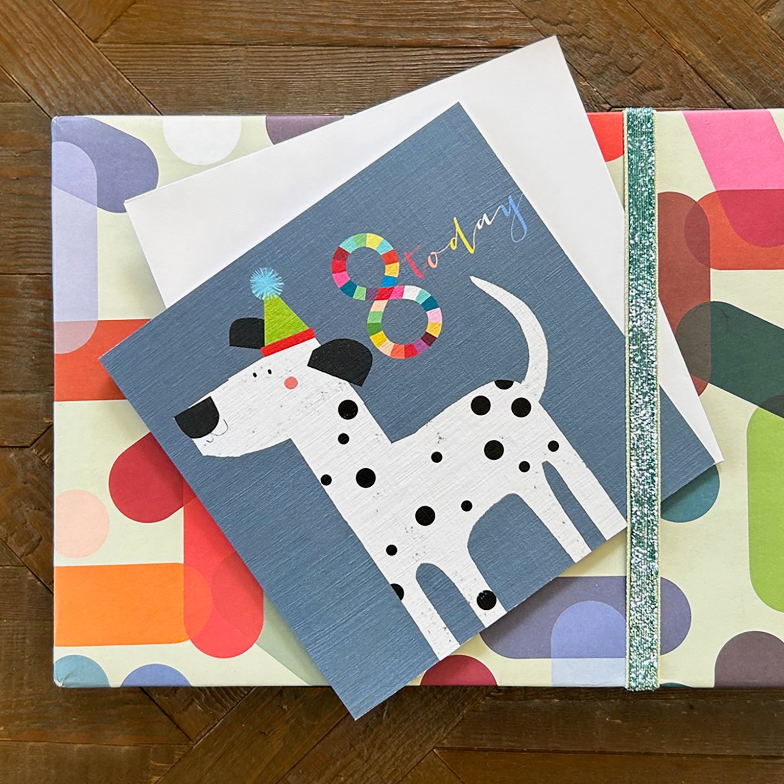 NK08 dalmatian 8th birthday card