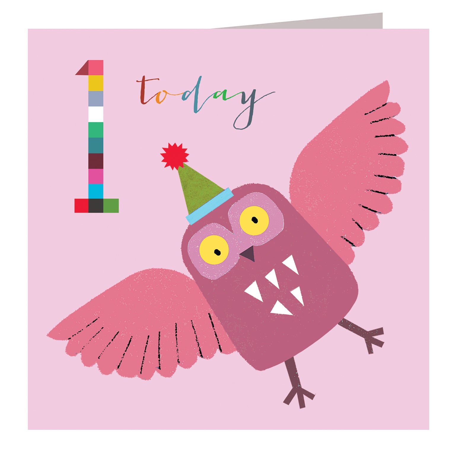 NK09 owl 1st birthday card