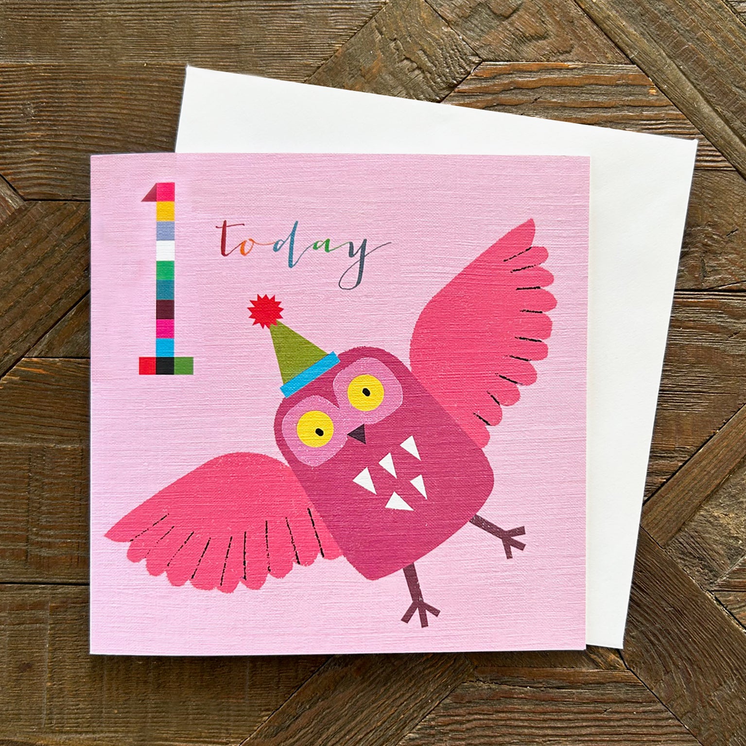 NK09 owl 1st birthday card