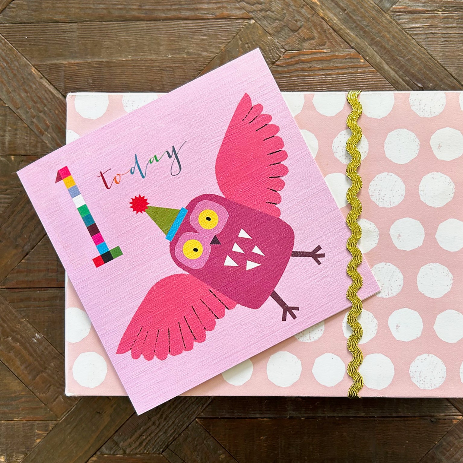 NK09 owl 1st birthday card