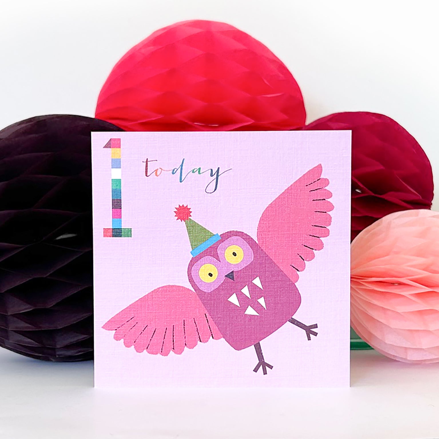 NK09 owl 1st birthday card