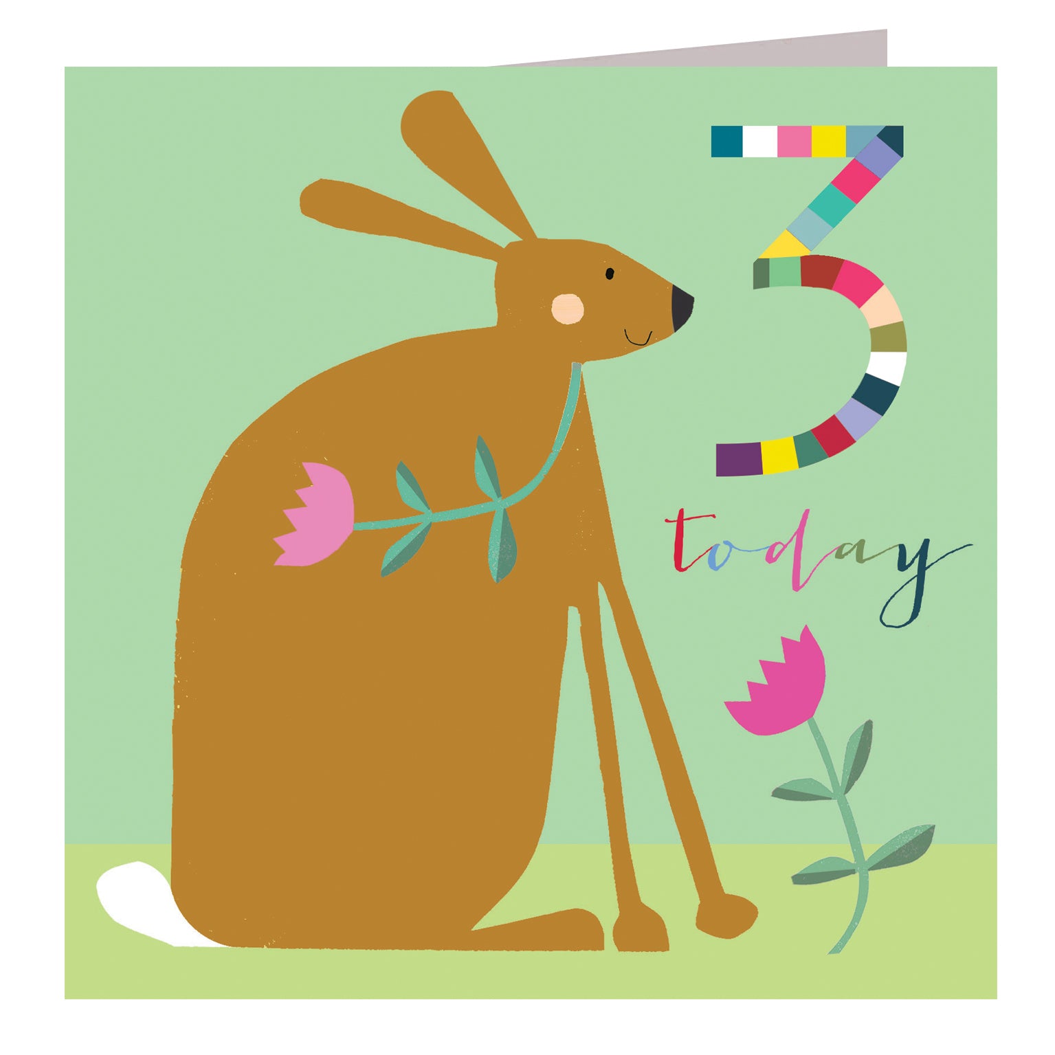 NK11 rabbit 3rd birthday card