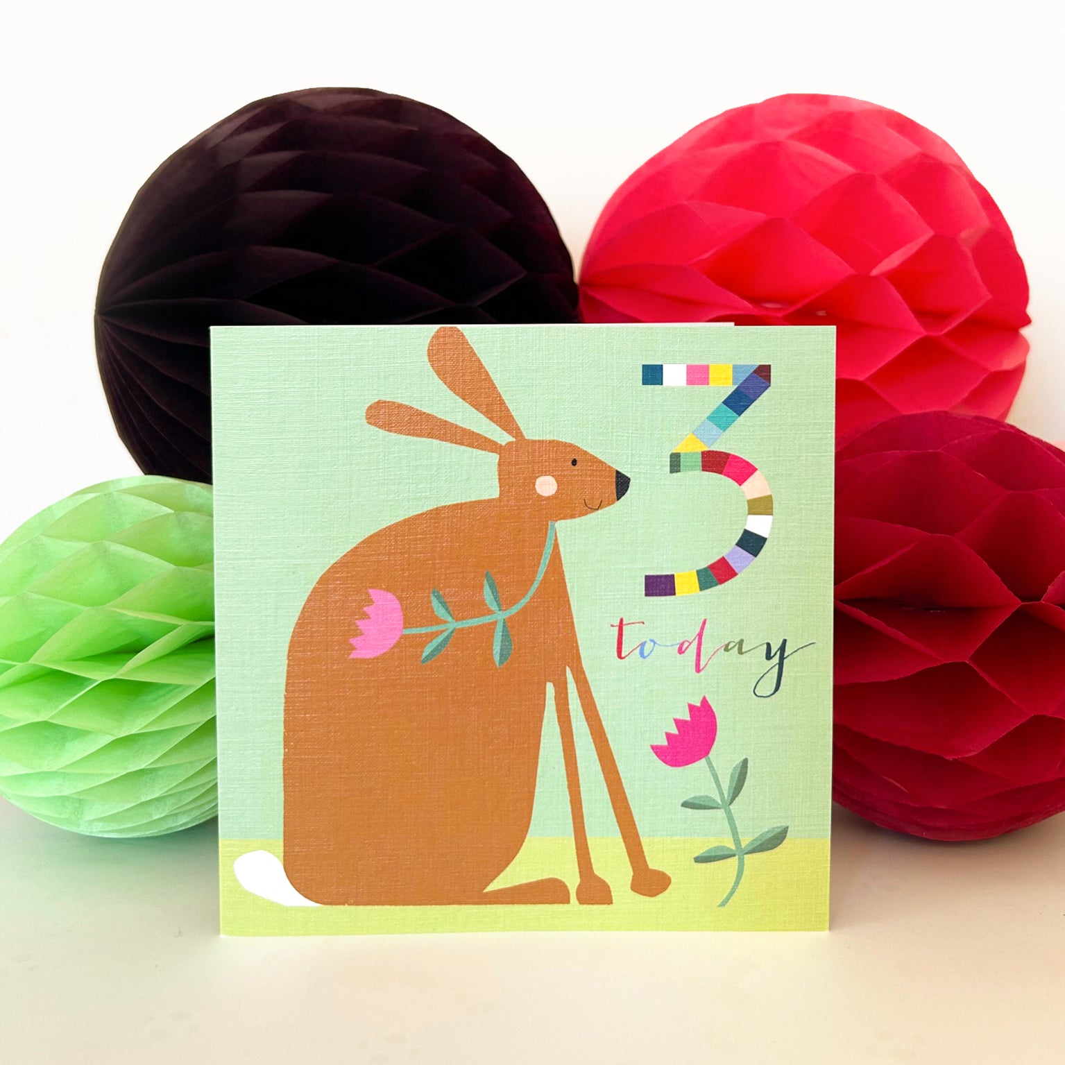 NK11 rabbit 3rd birthday card