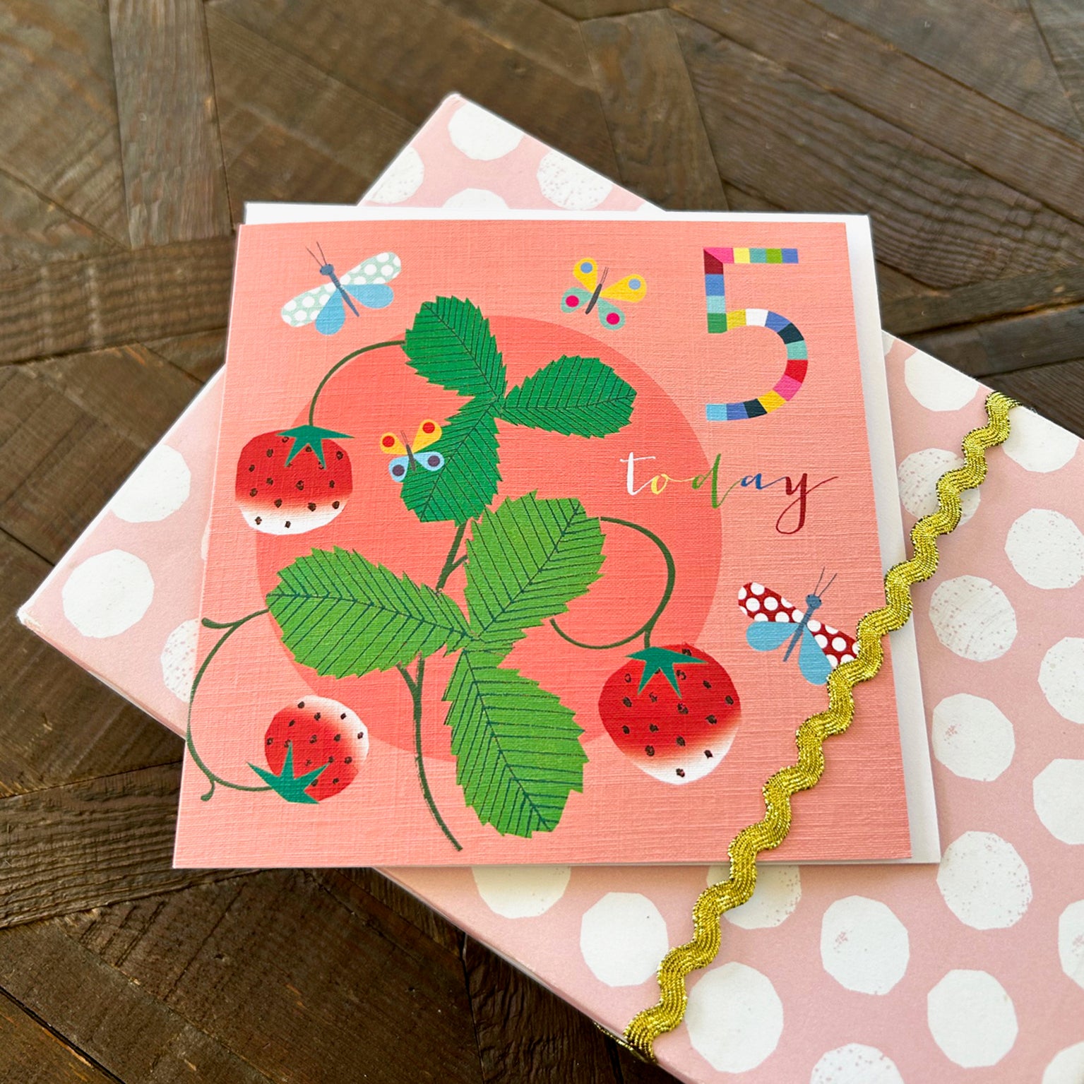 NK13 strawberries 5th birthday card