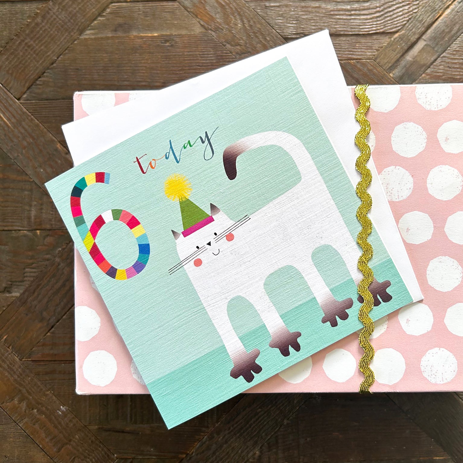 NK14 cat 6th birthday card