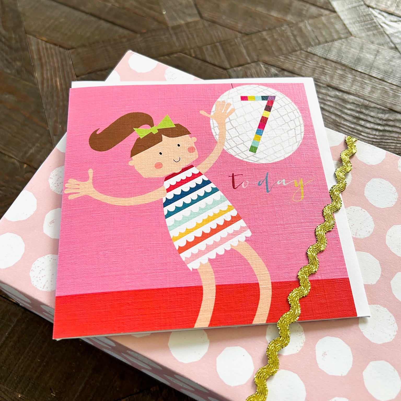 NK15 disco queen 7th birthday card