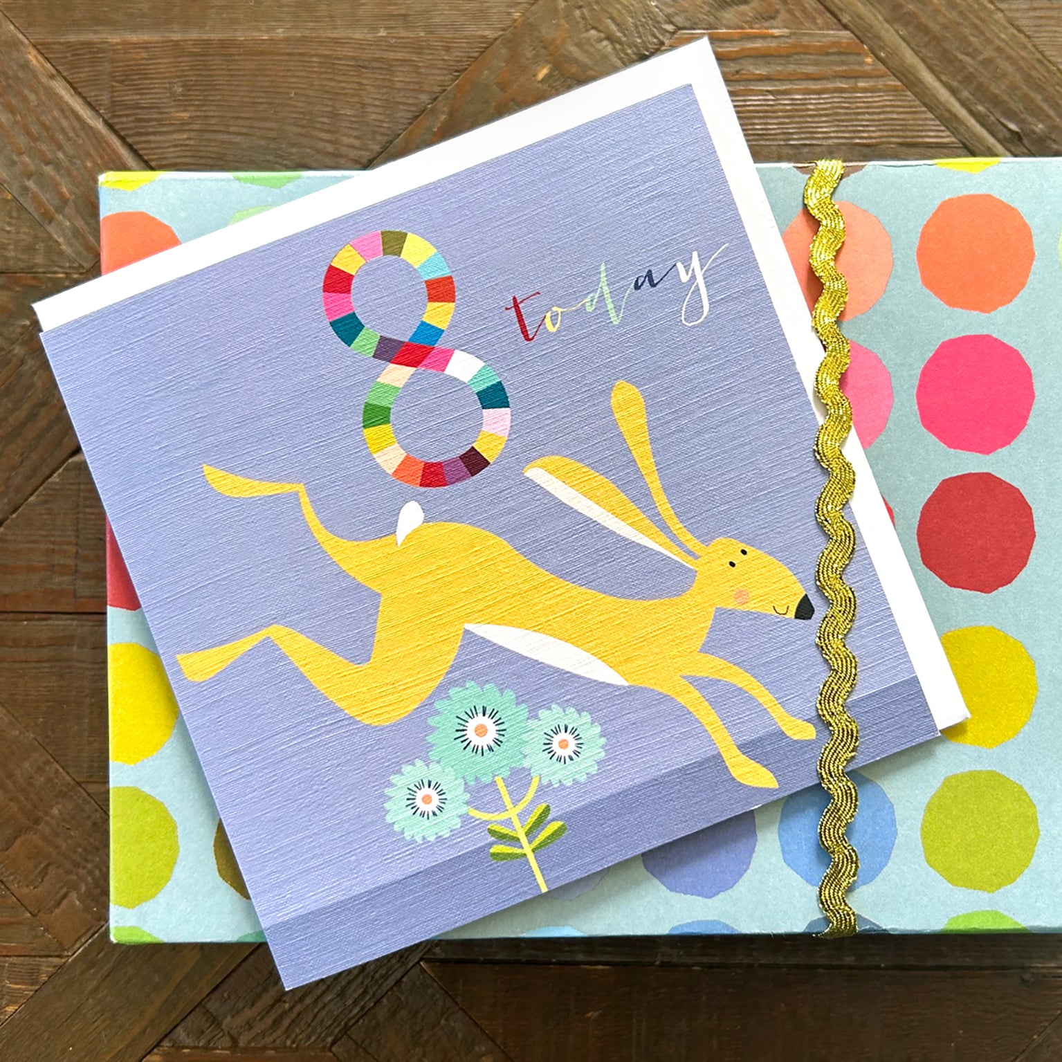 NK16 happy hare 8th birthday card