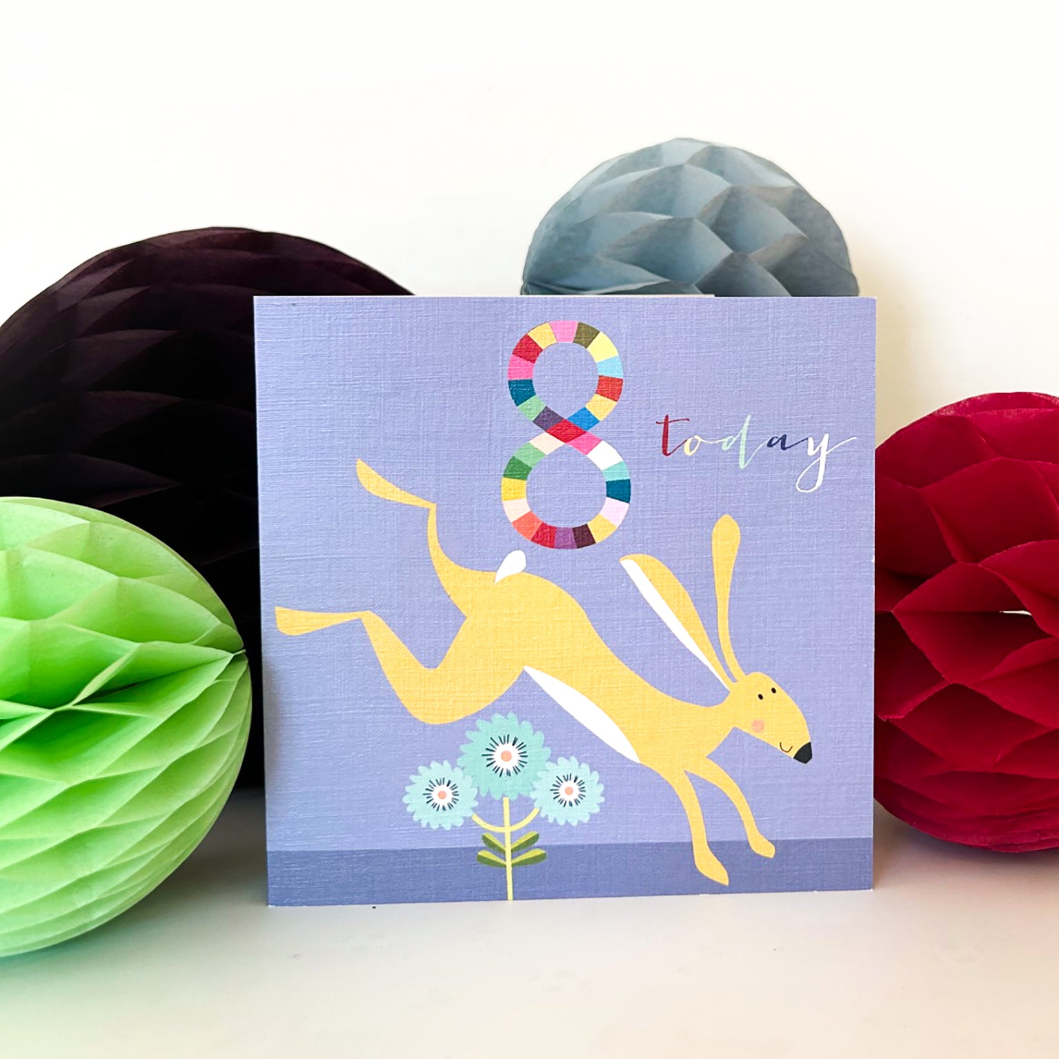 NK16 happy hare 8th birthday card