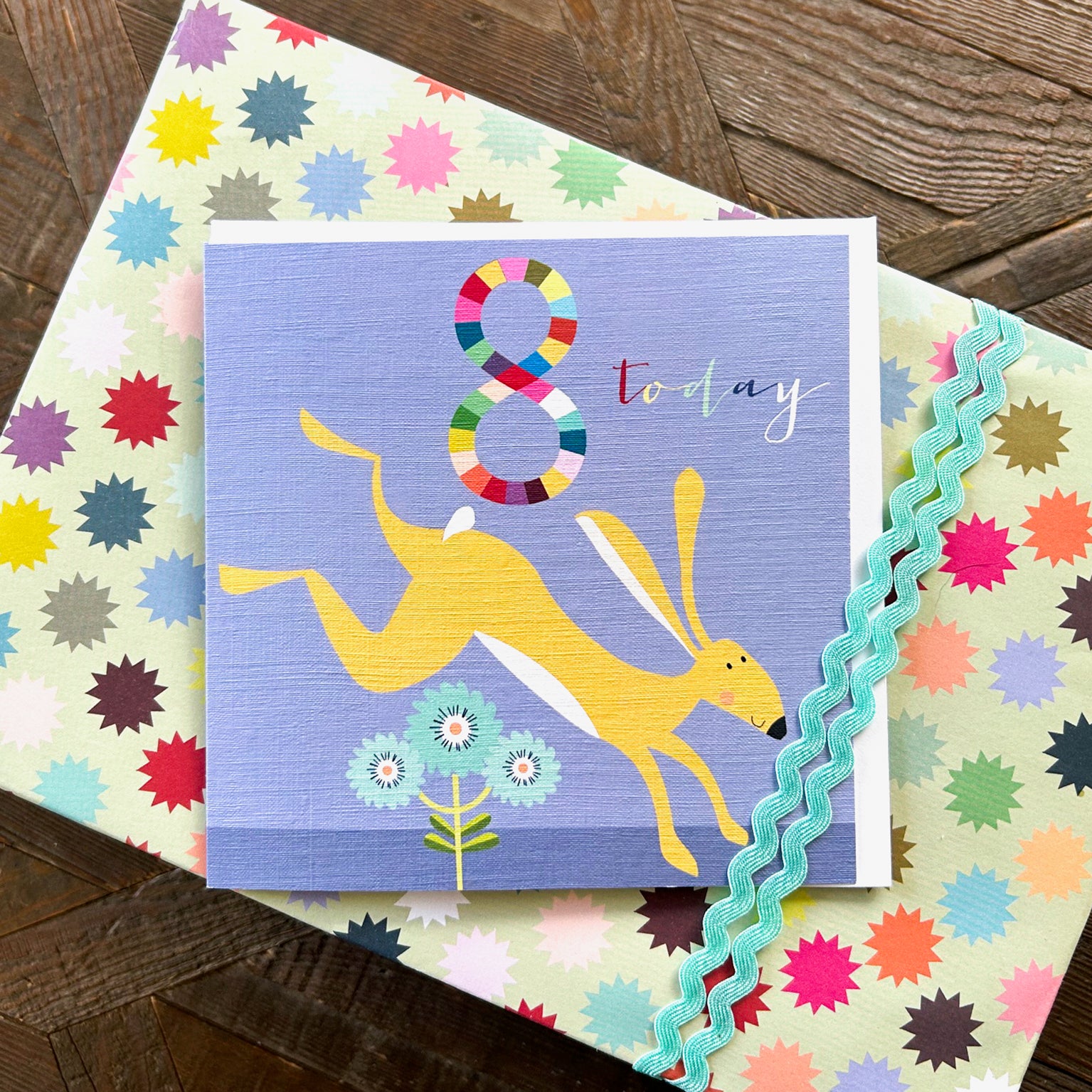NK16 happy hare 8th birthday card
