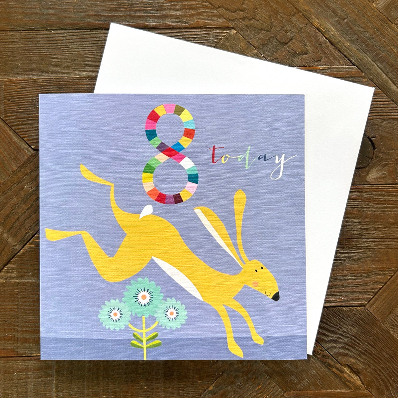 NK16 happy hare 8th birthday card