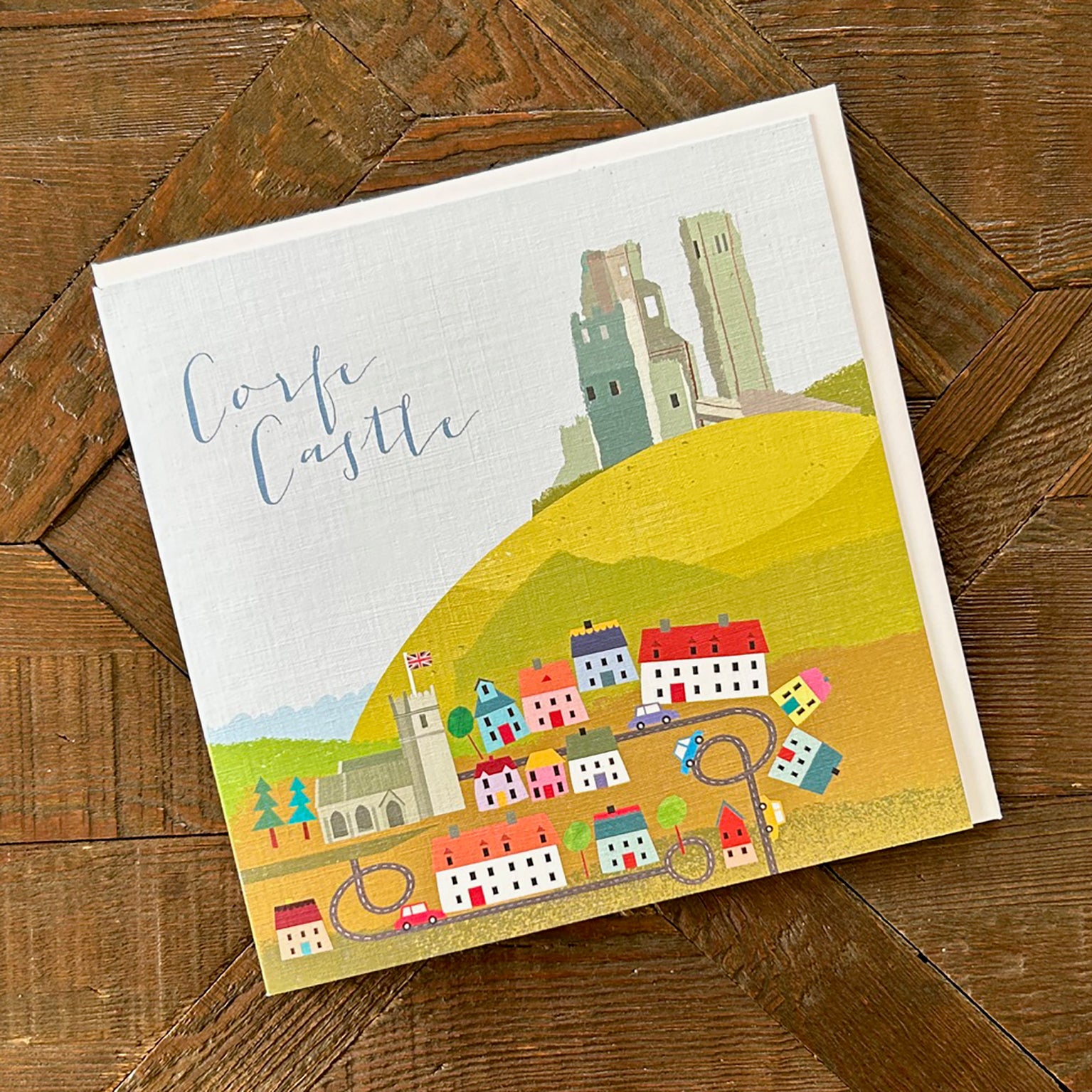 NT08 corfe castle greetings card